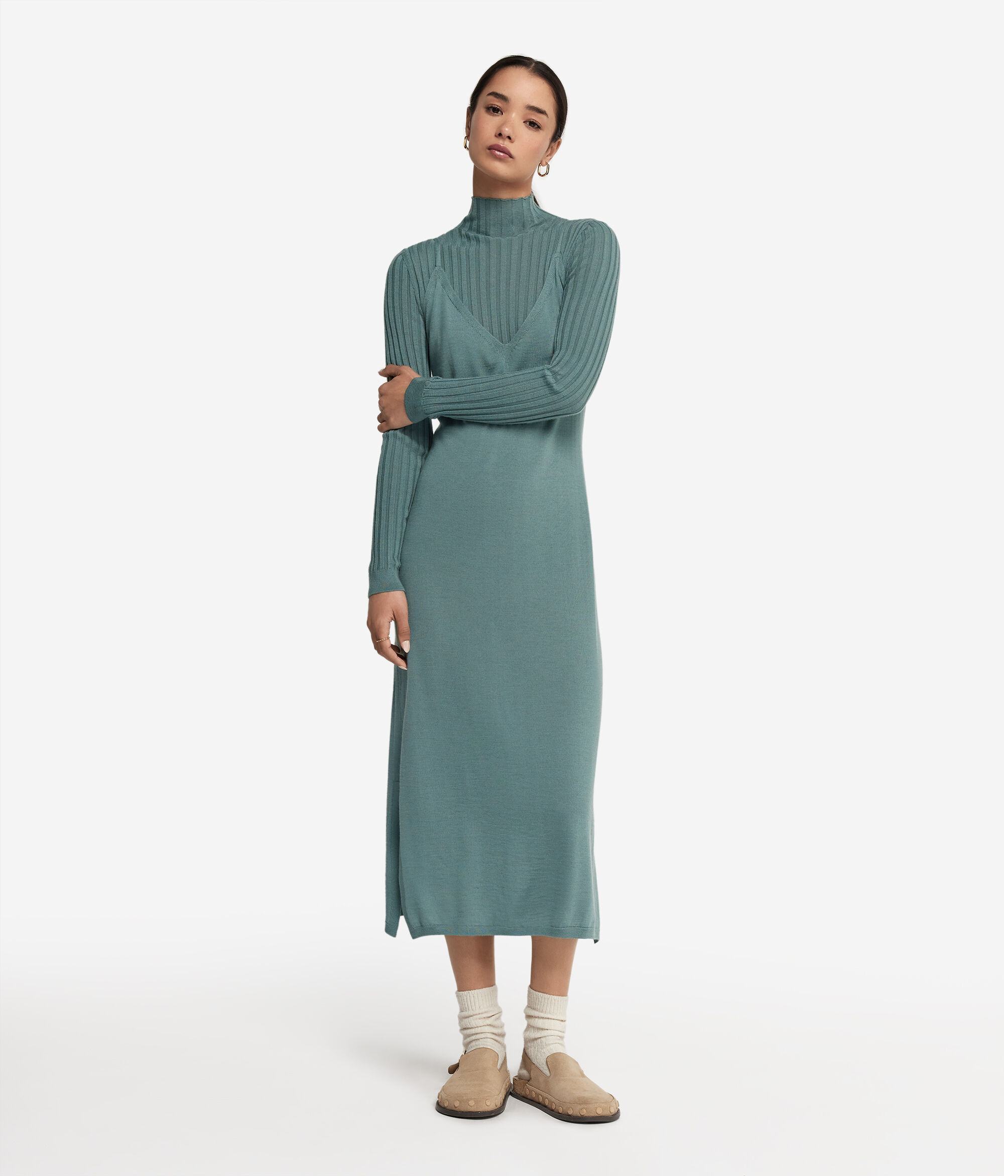 Vestido com Efeito Saiote em Ultrafine Cashmere
