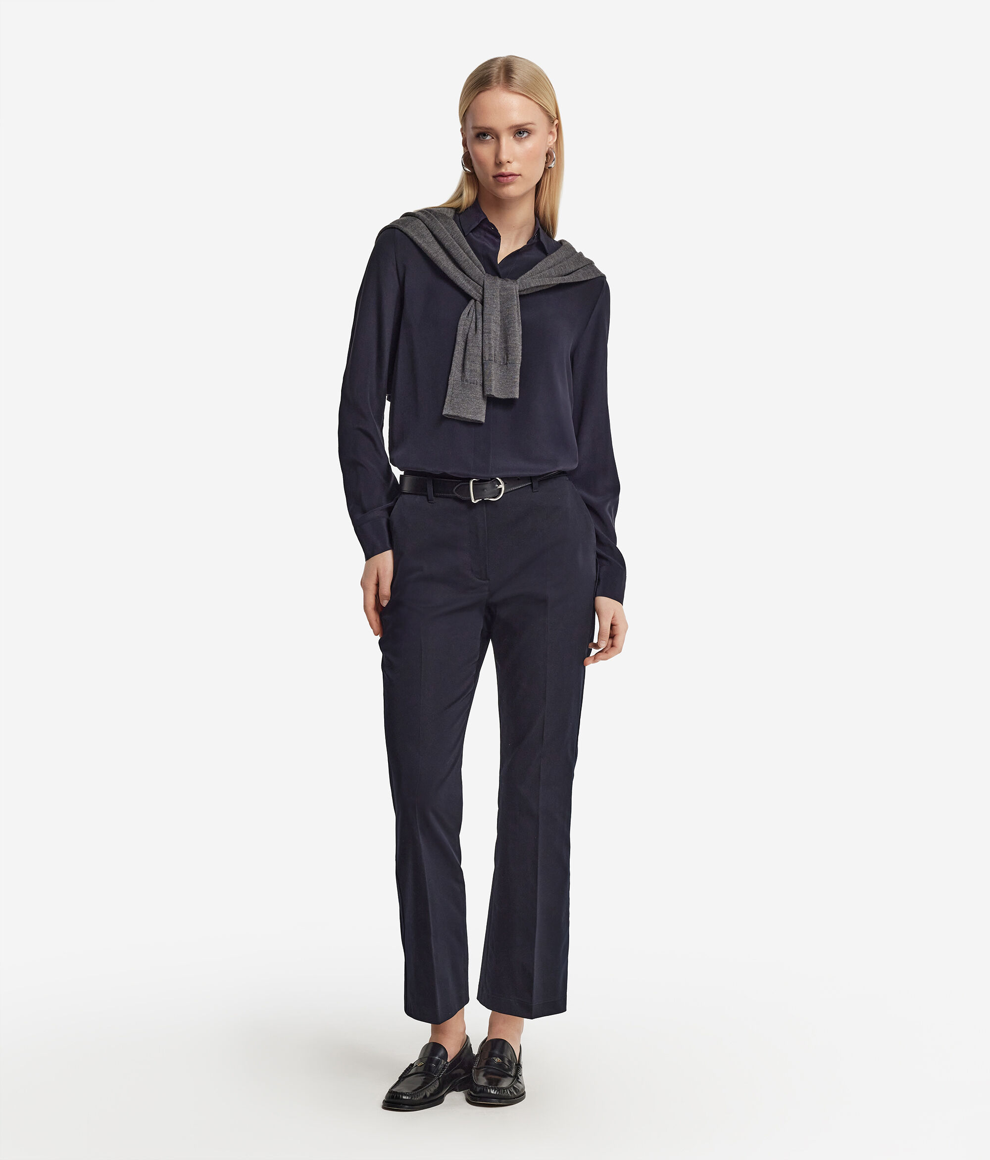 Pantalon évasé en tissu de coton