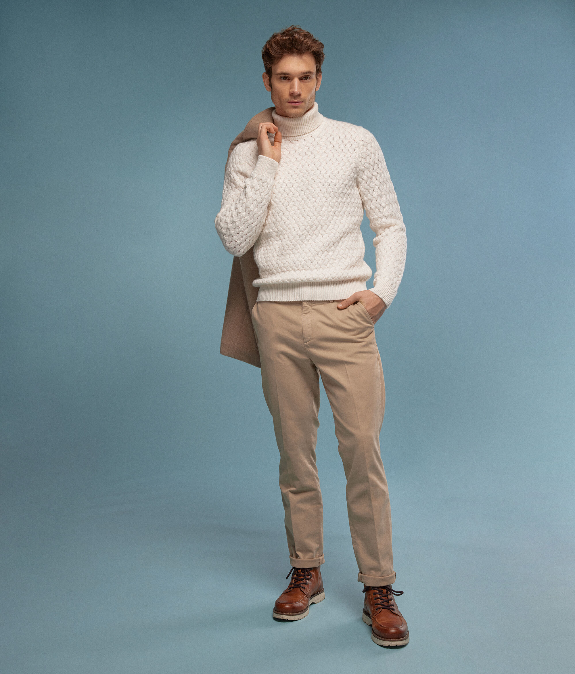 Zopf-Rollkragenpullover aus Kaschmir Ultrasoft