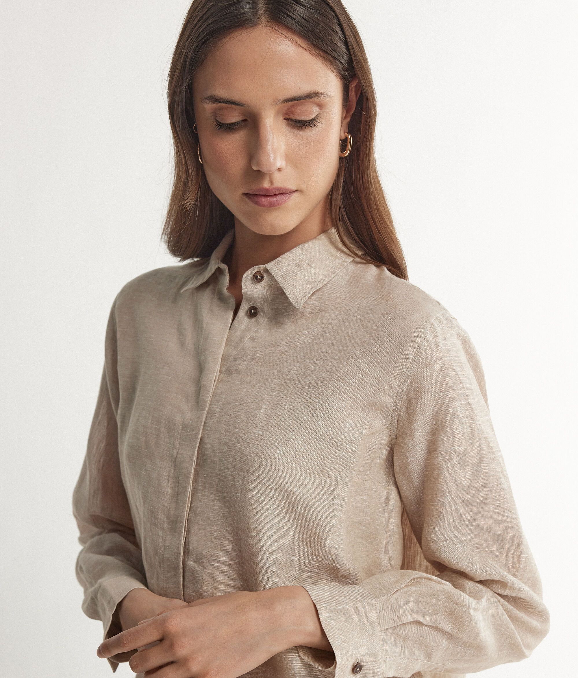 Long-Sleeved Linen Shirt