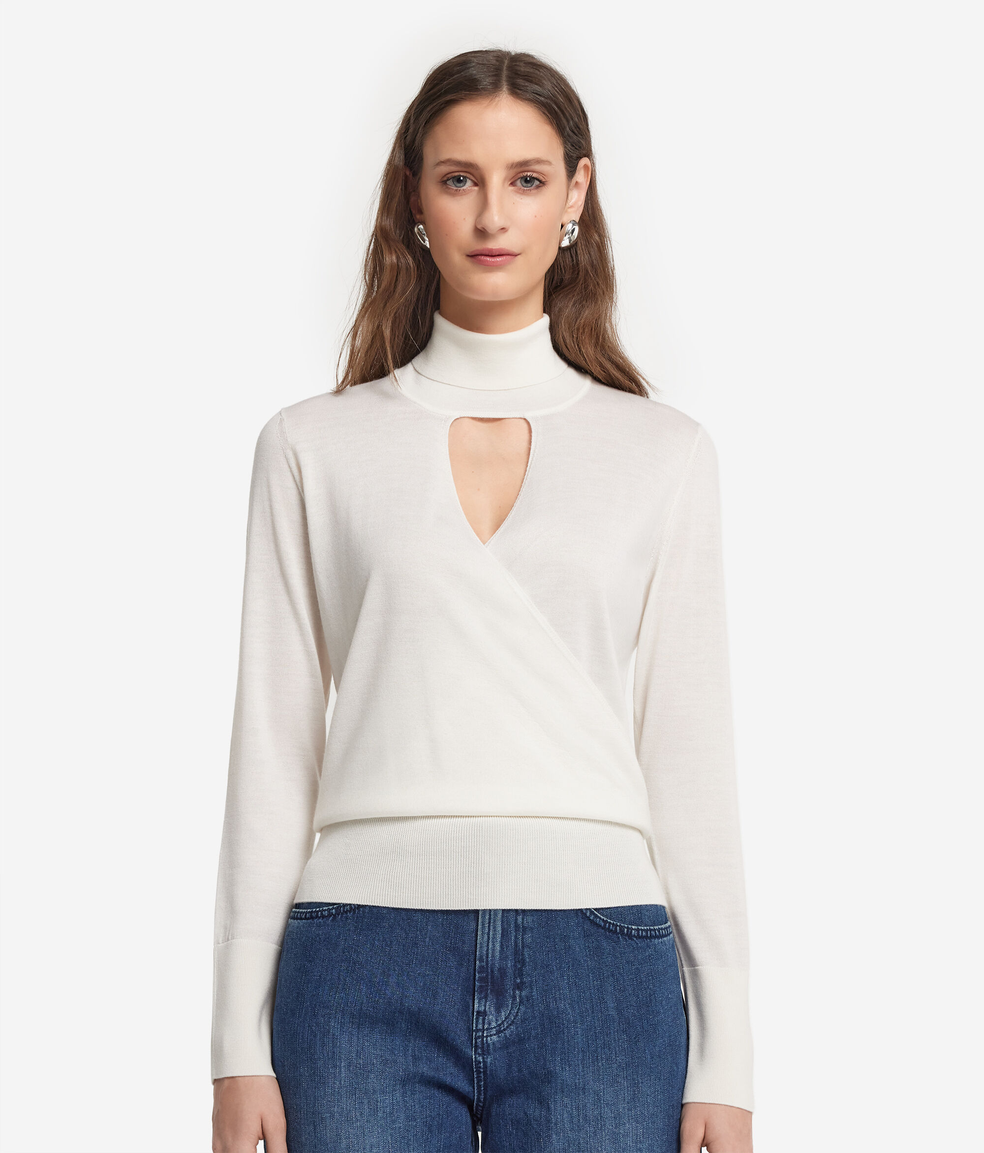 Ultrafine Cashmere High-Neck Cross-Over Jumper