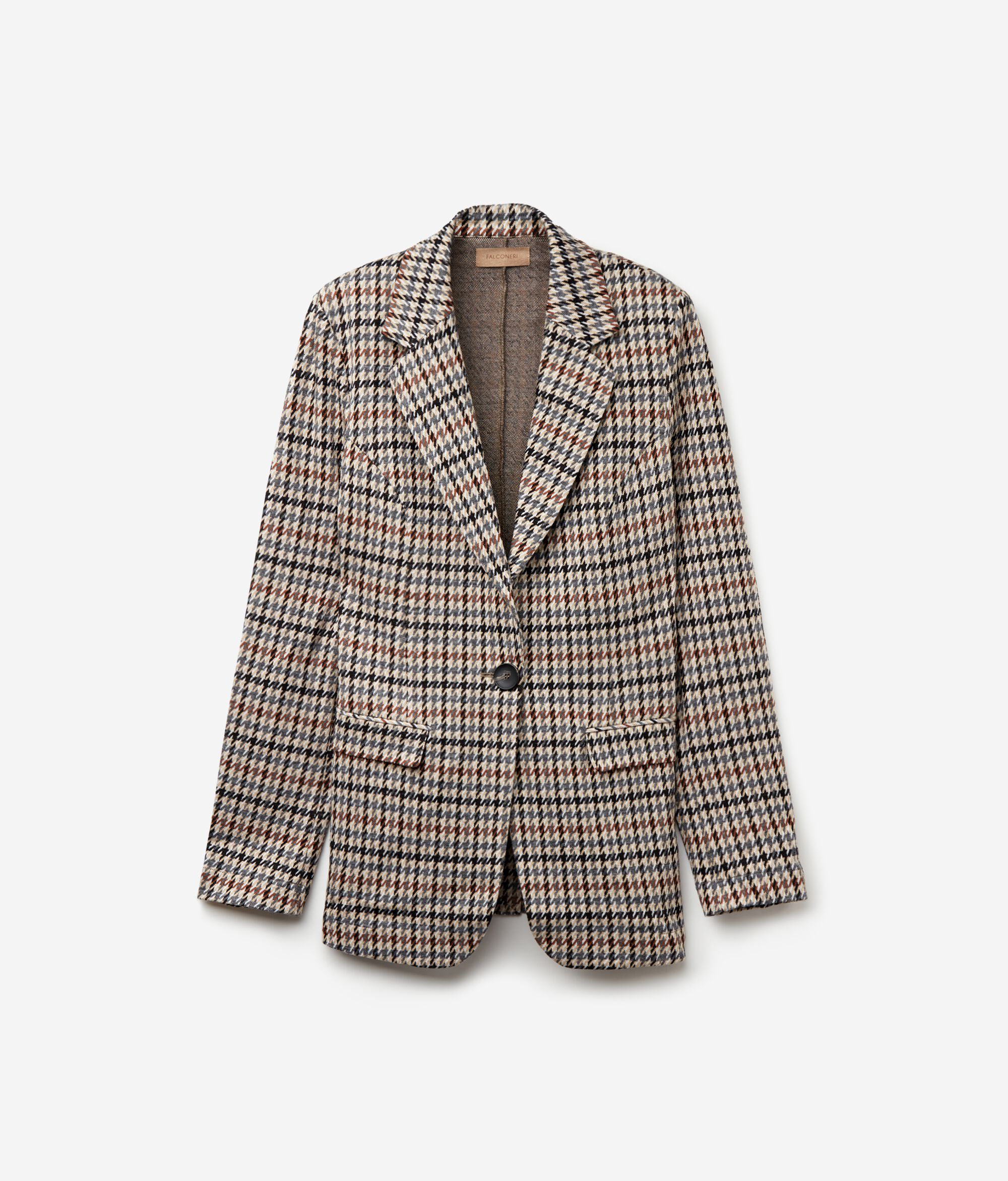 Veste pied-de-poule en coton et laine