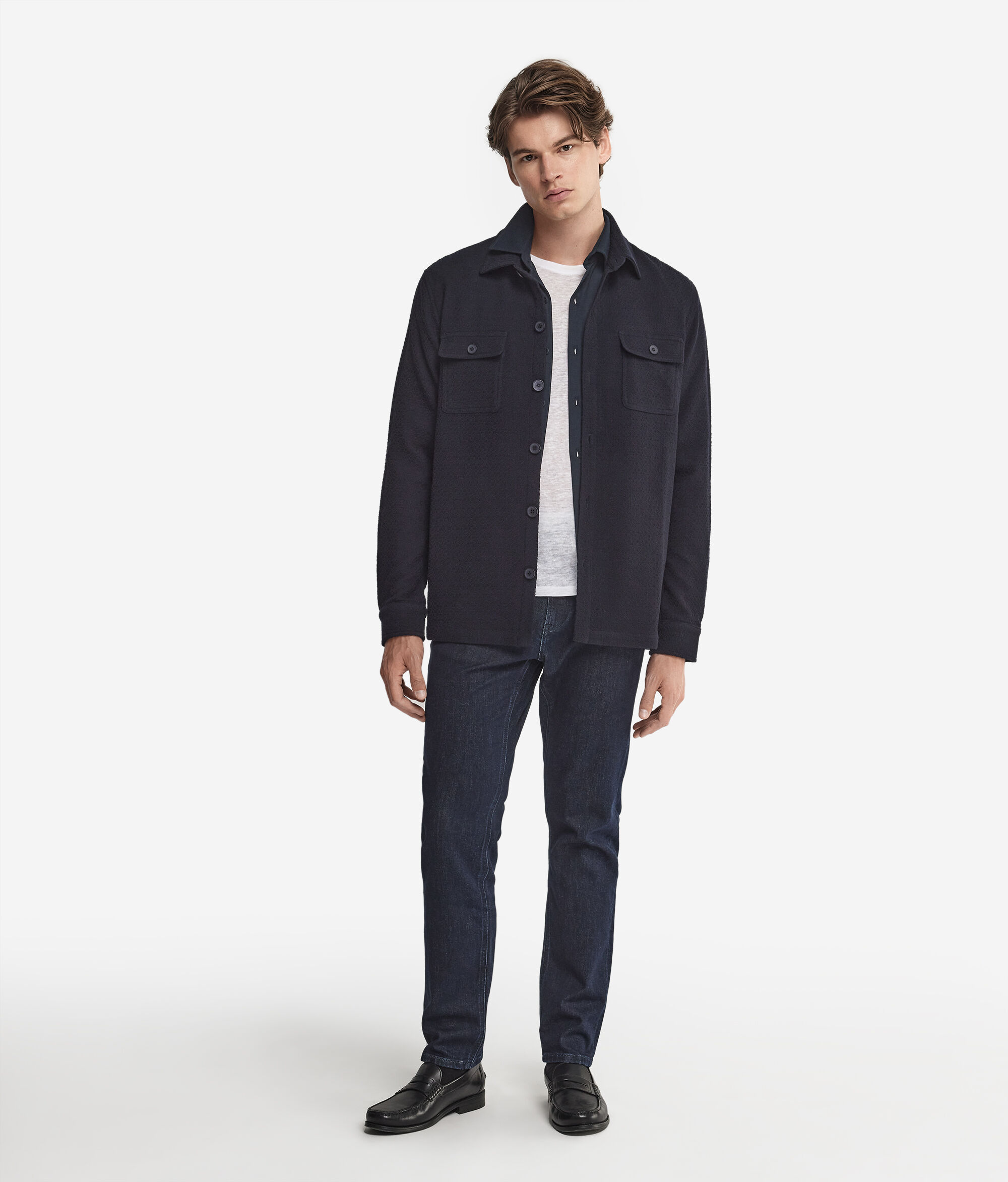 Wool Jersey Embossed Shirt Jacket