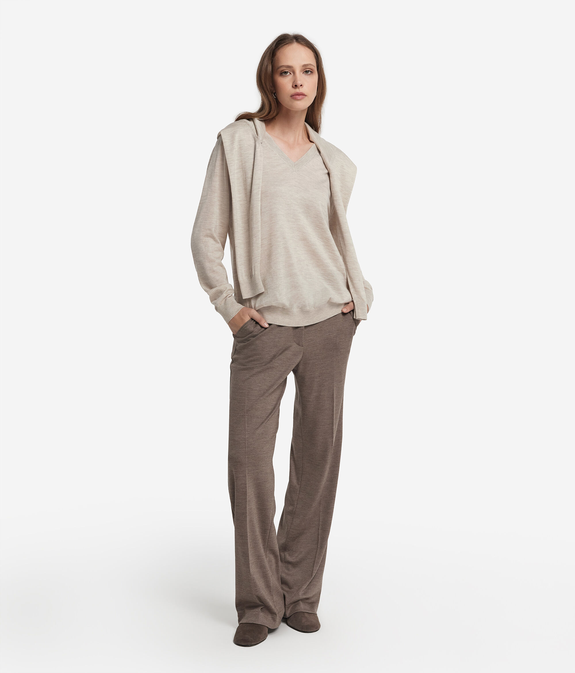 Camisola com Decote em V em Ultrafine Cashmere