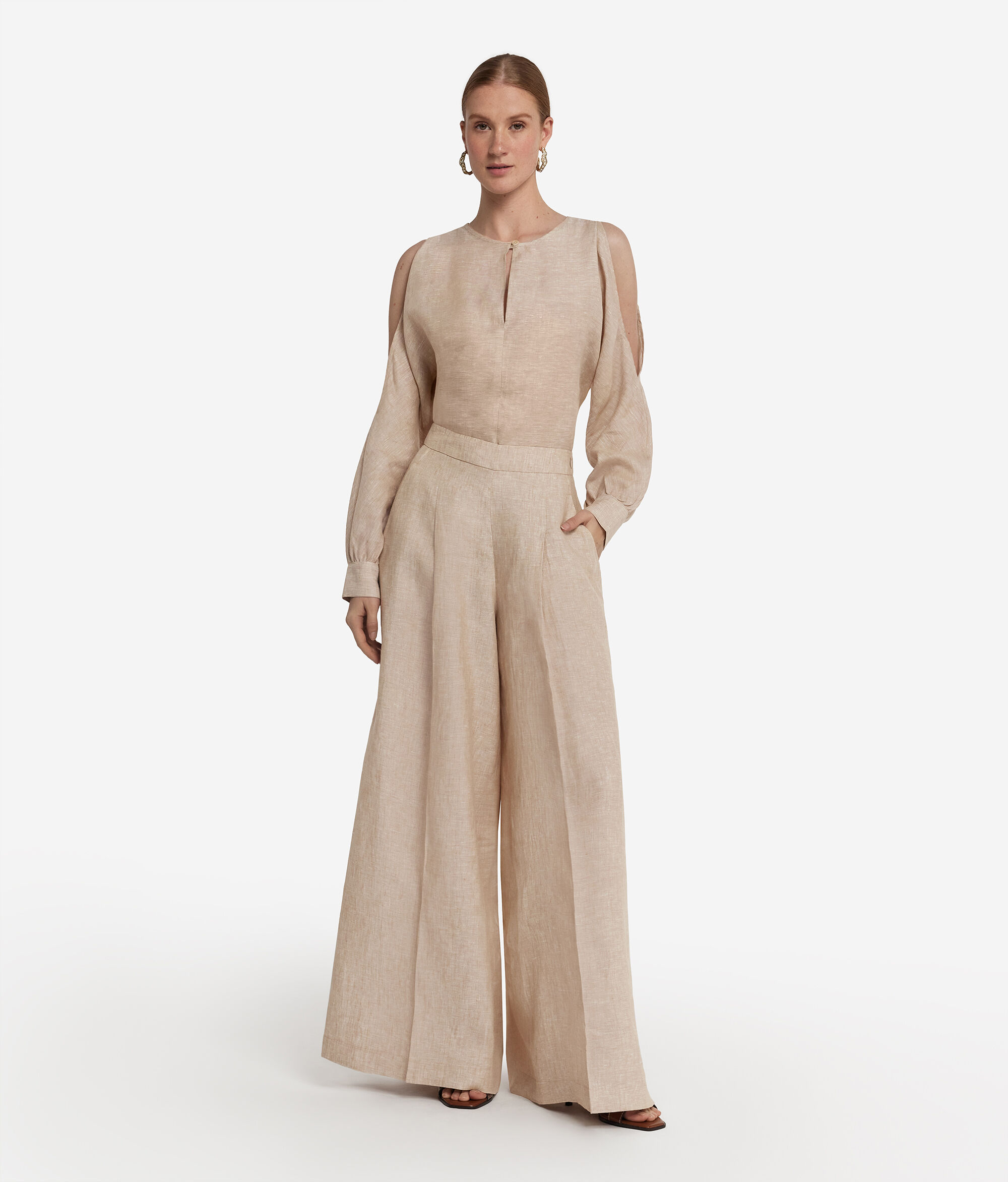 Брюки палаццо изо льна