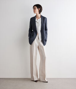 Giacca lino lamé - BLUE