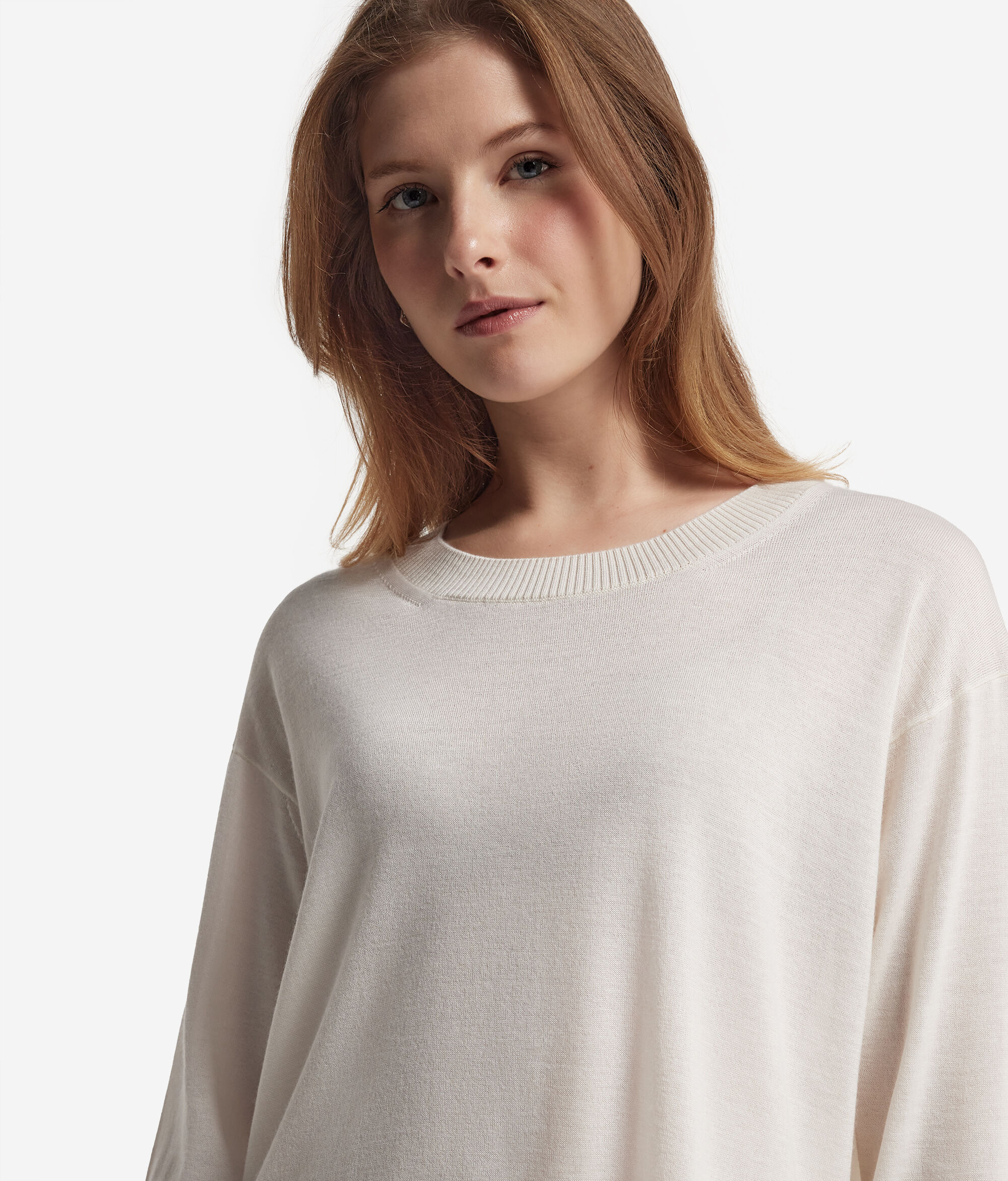 Cashmere Crew Neck Sweater with Slits