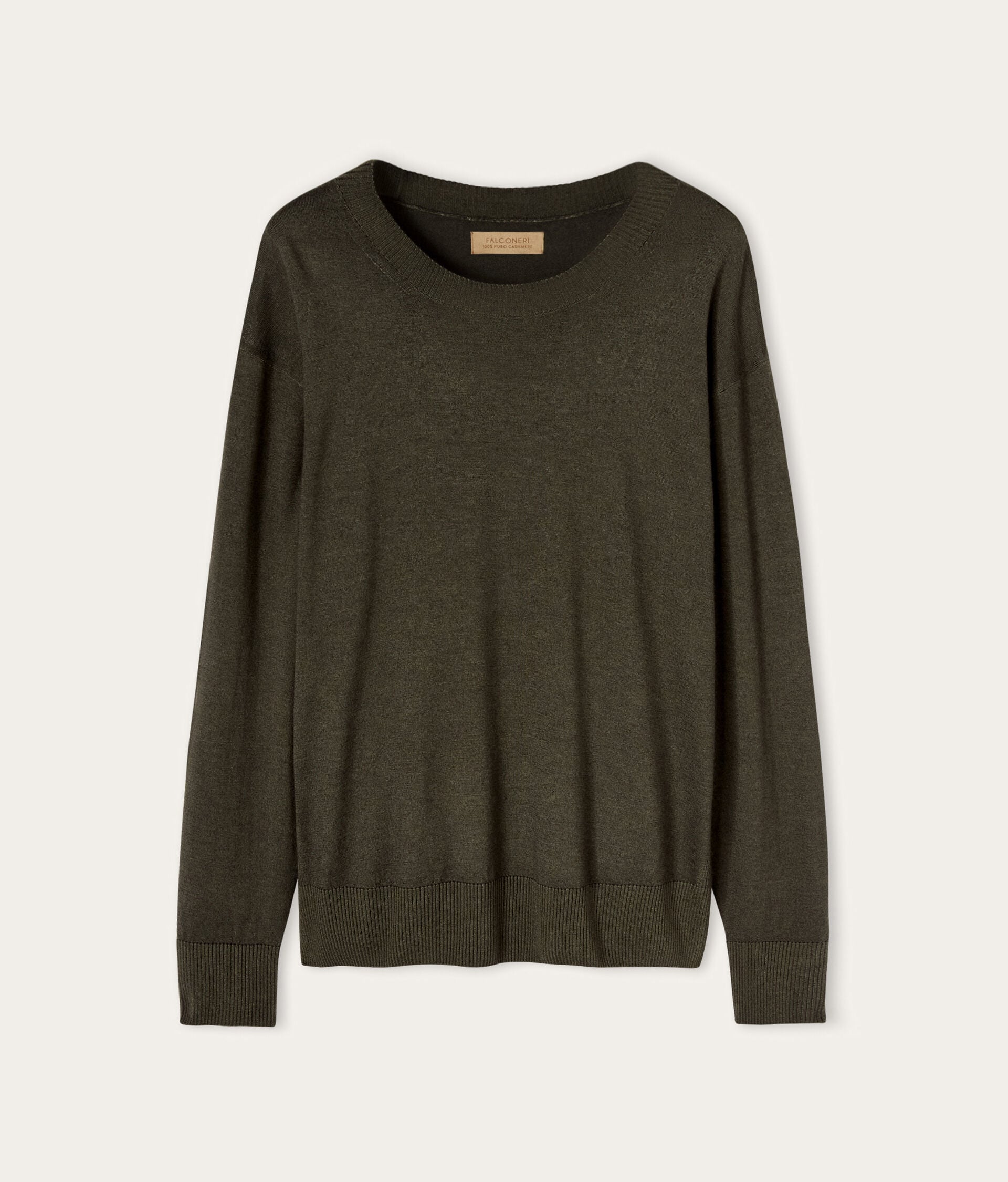 Round-Neck Cashmere Jumper with Slits