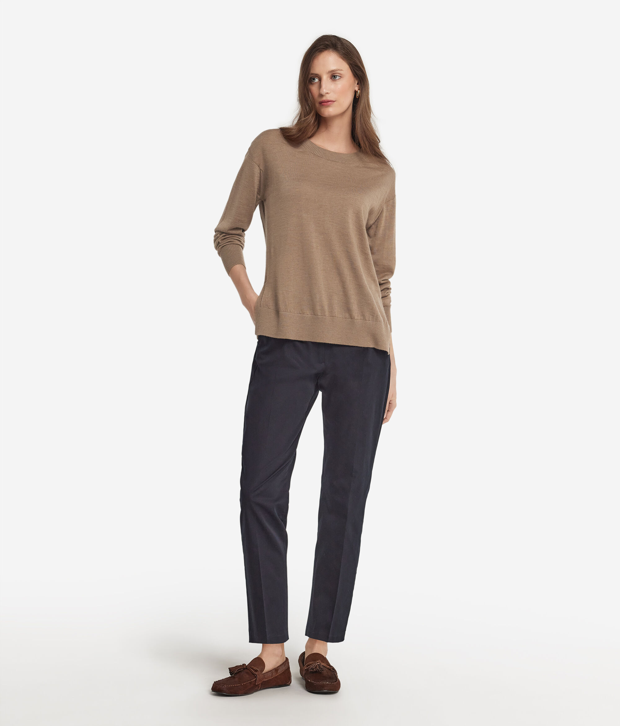 Μπλούζα με Στρογγυλή Λαιμόκοψη από Cashmere με σκισίματα
