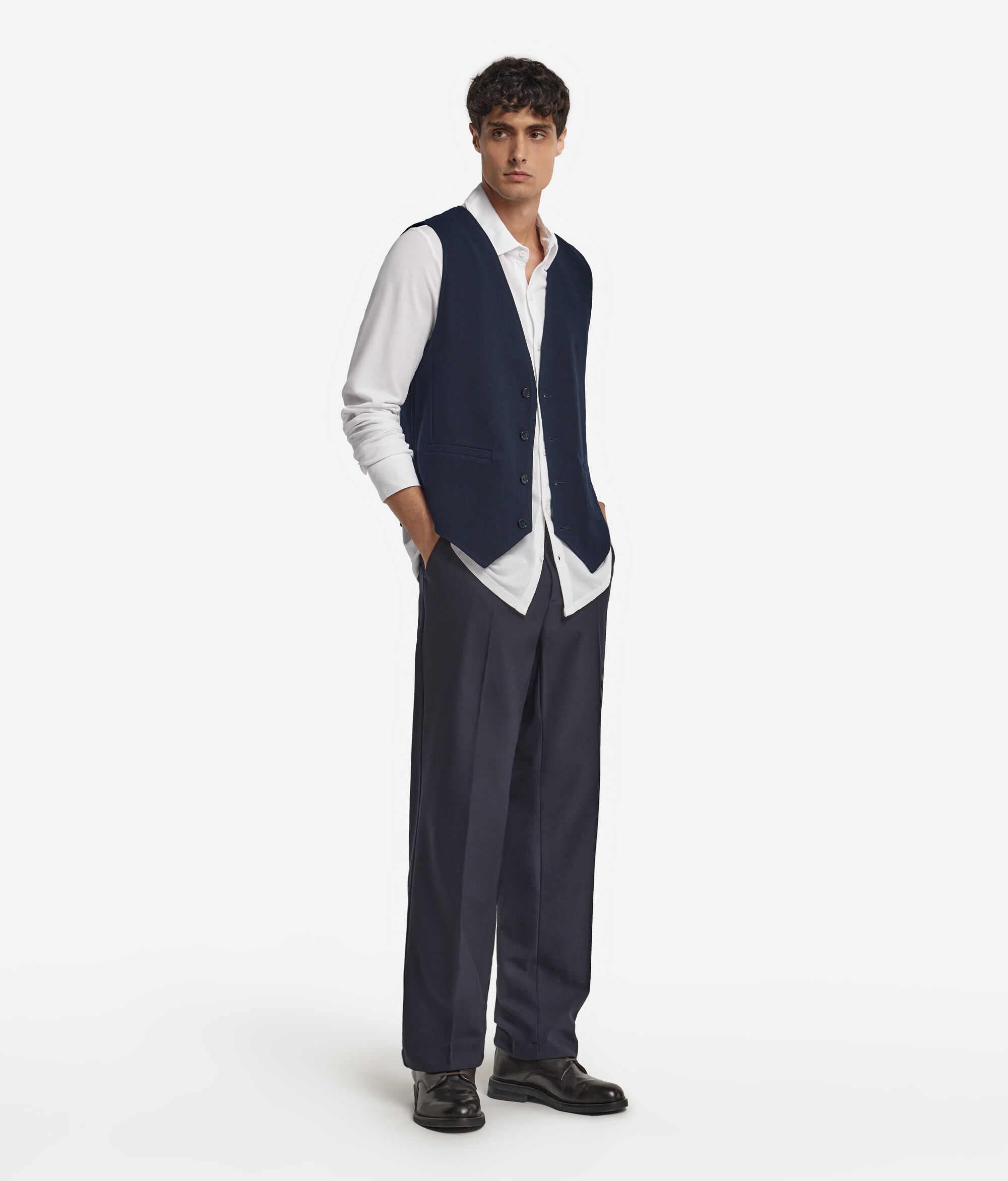 Jersey and wool buttoned waistcoat