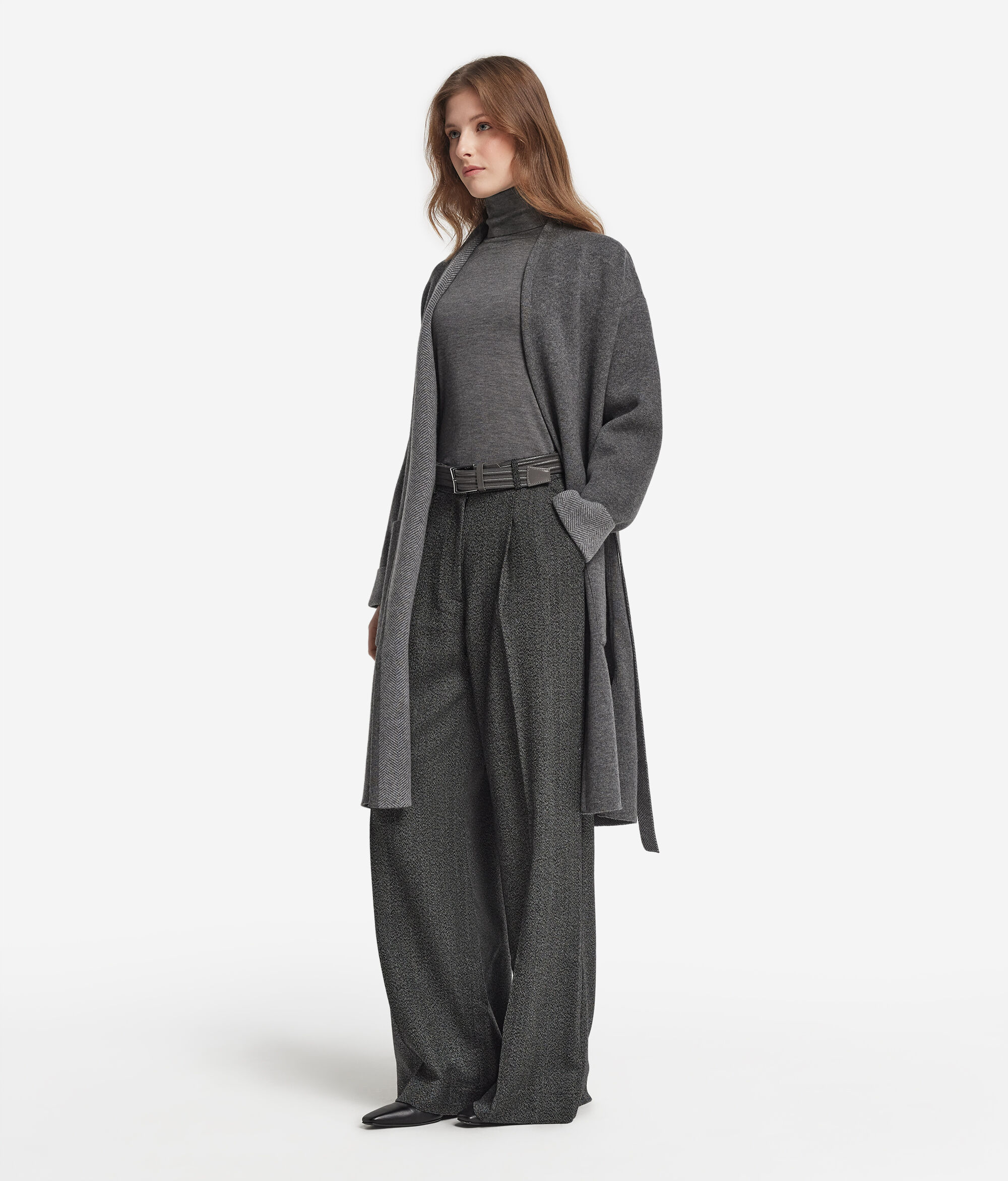 Παλτό ντουμπλ φας από cashmere ψαροκόκαλο