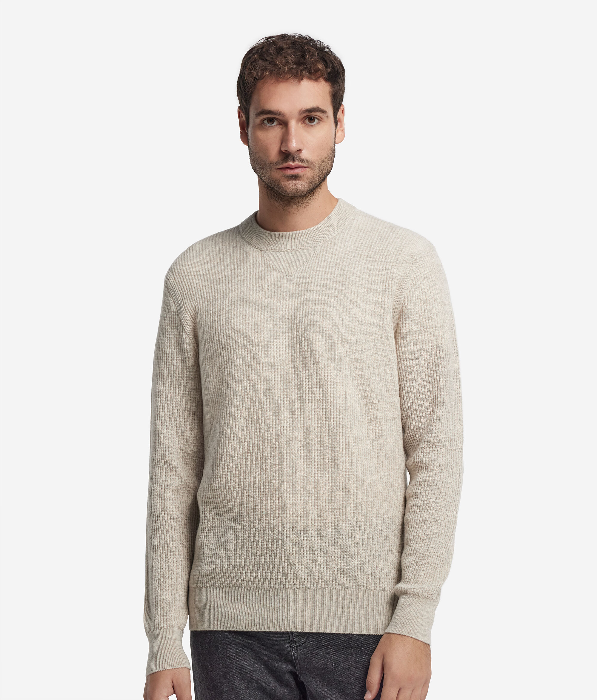 Ultrasoft Cashmere waffle-knit round neck jumper