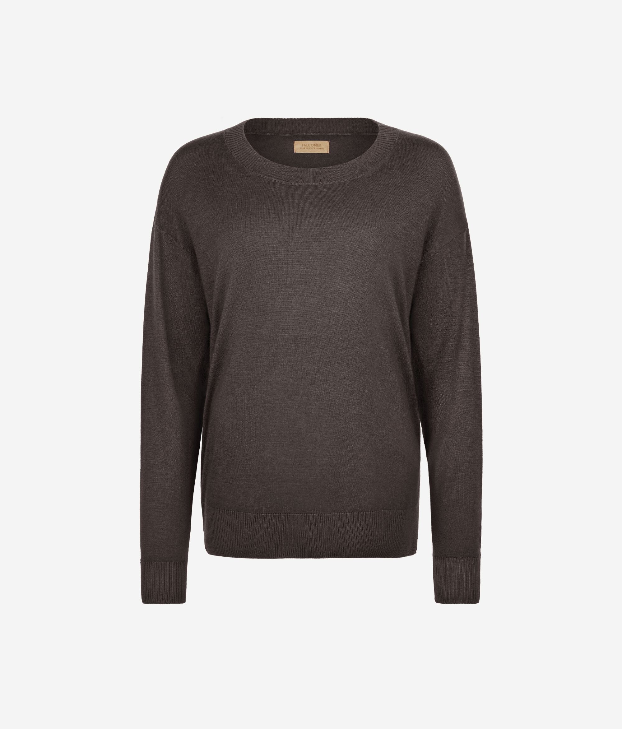 Pull à col rond et fentes en cachemire