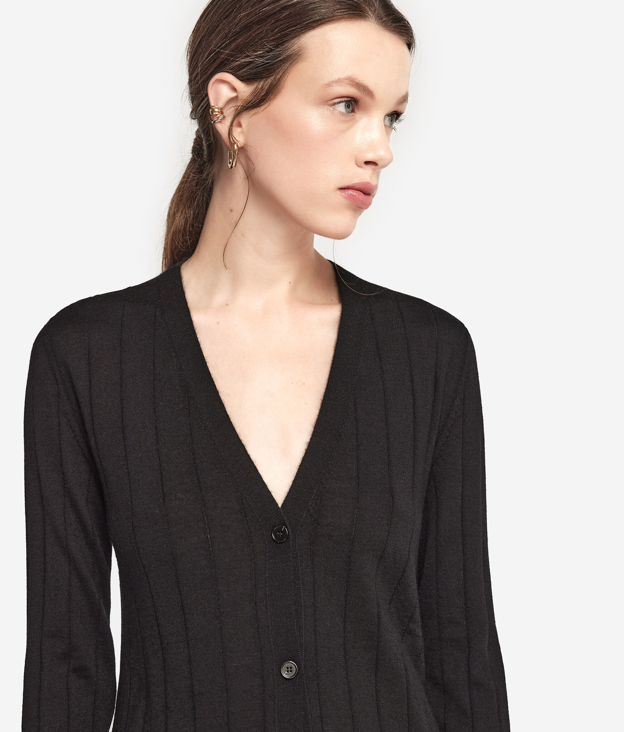 Кардиган из ультратонкого кашемира в рубчик