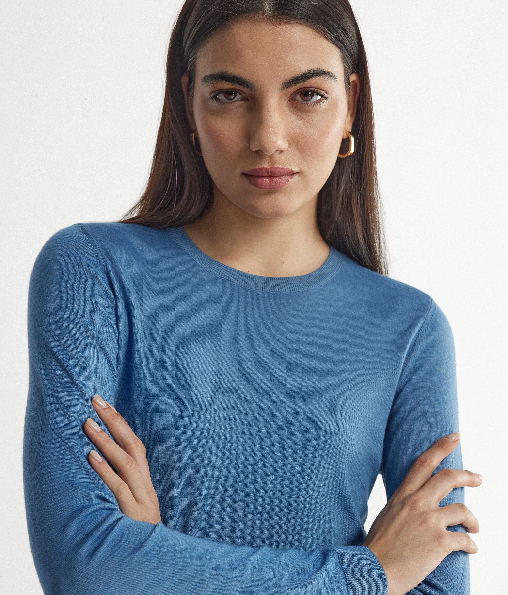 Camisola com Decote Redondo em Ultrafine Cashmere