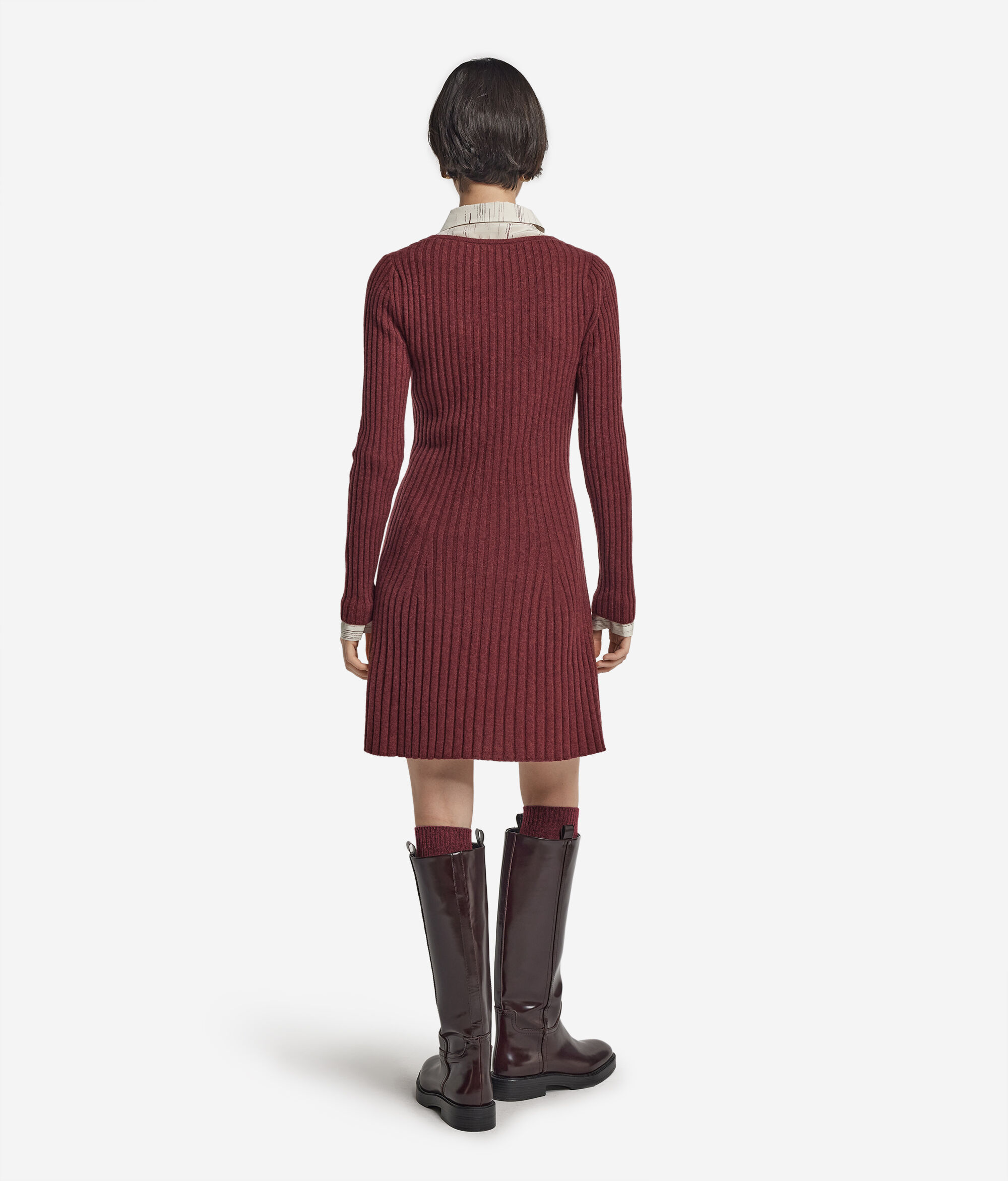 Geripptes Kleid aus Kaschmir Ultrasoft