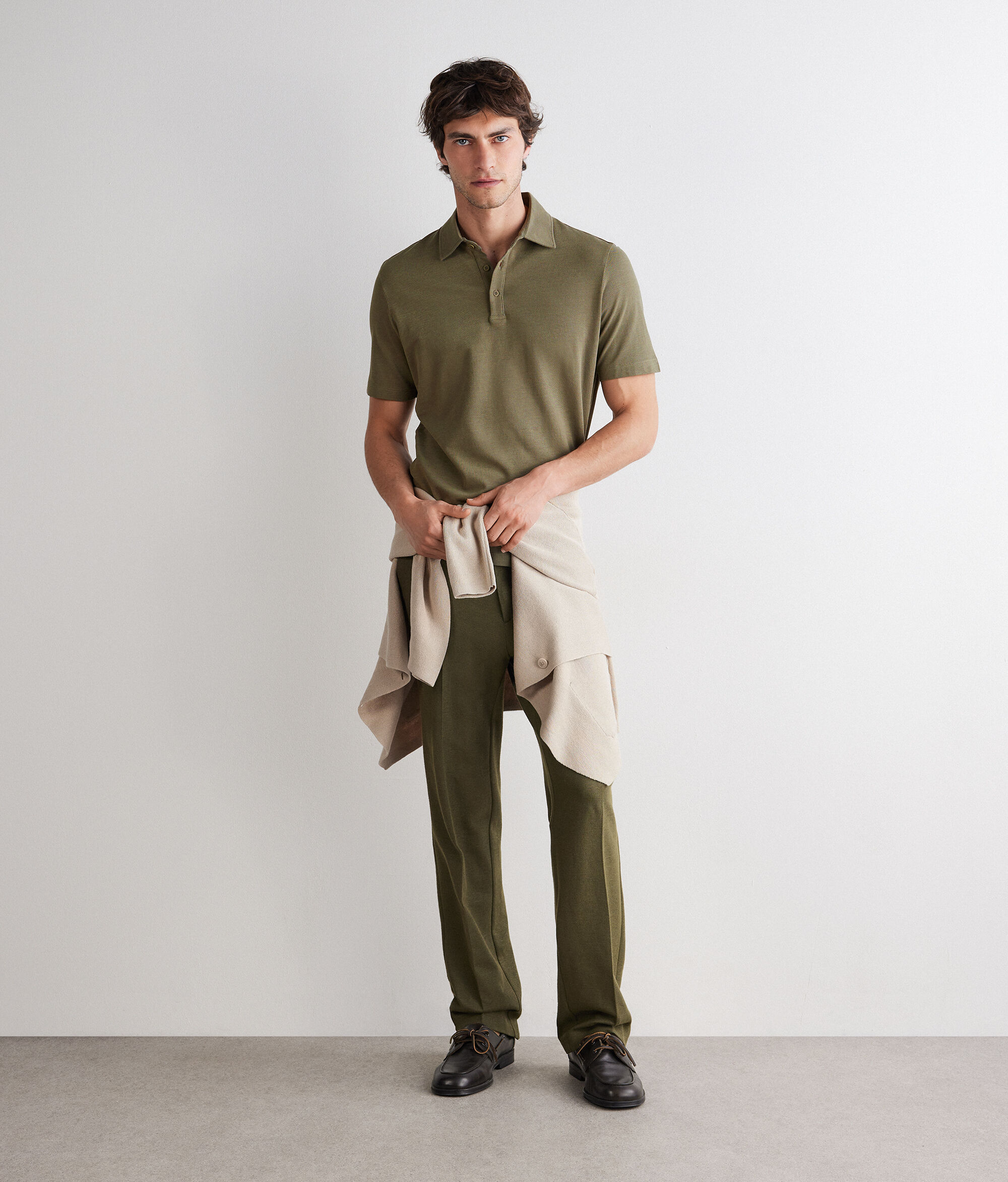 Silk and cotton piqué polo shirt