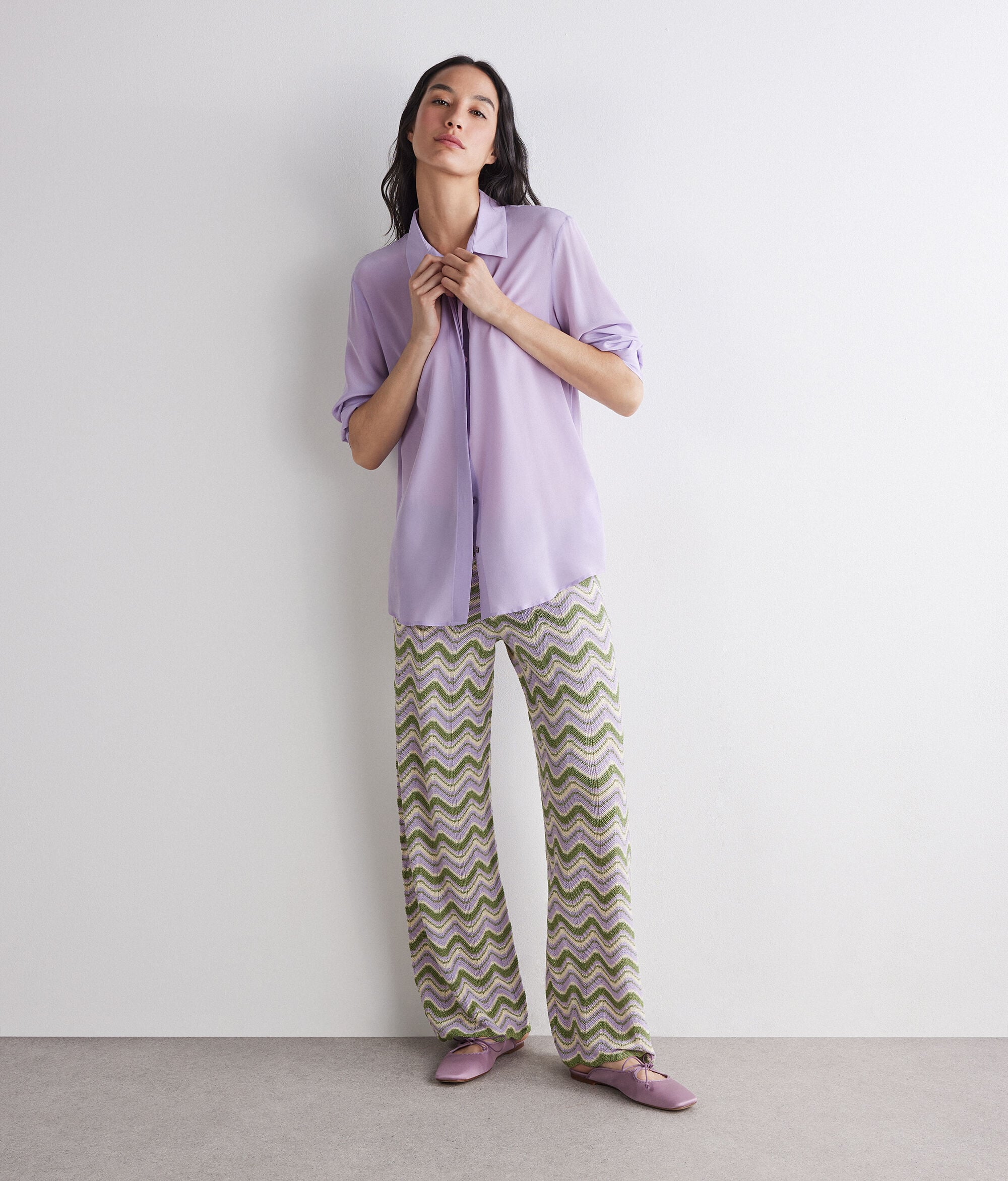 Chevron lamé trousers