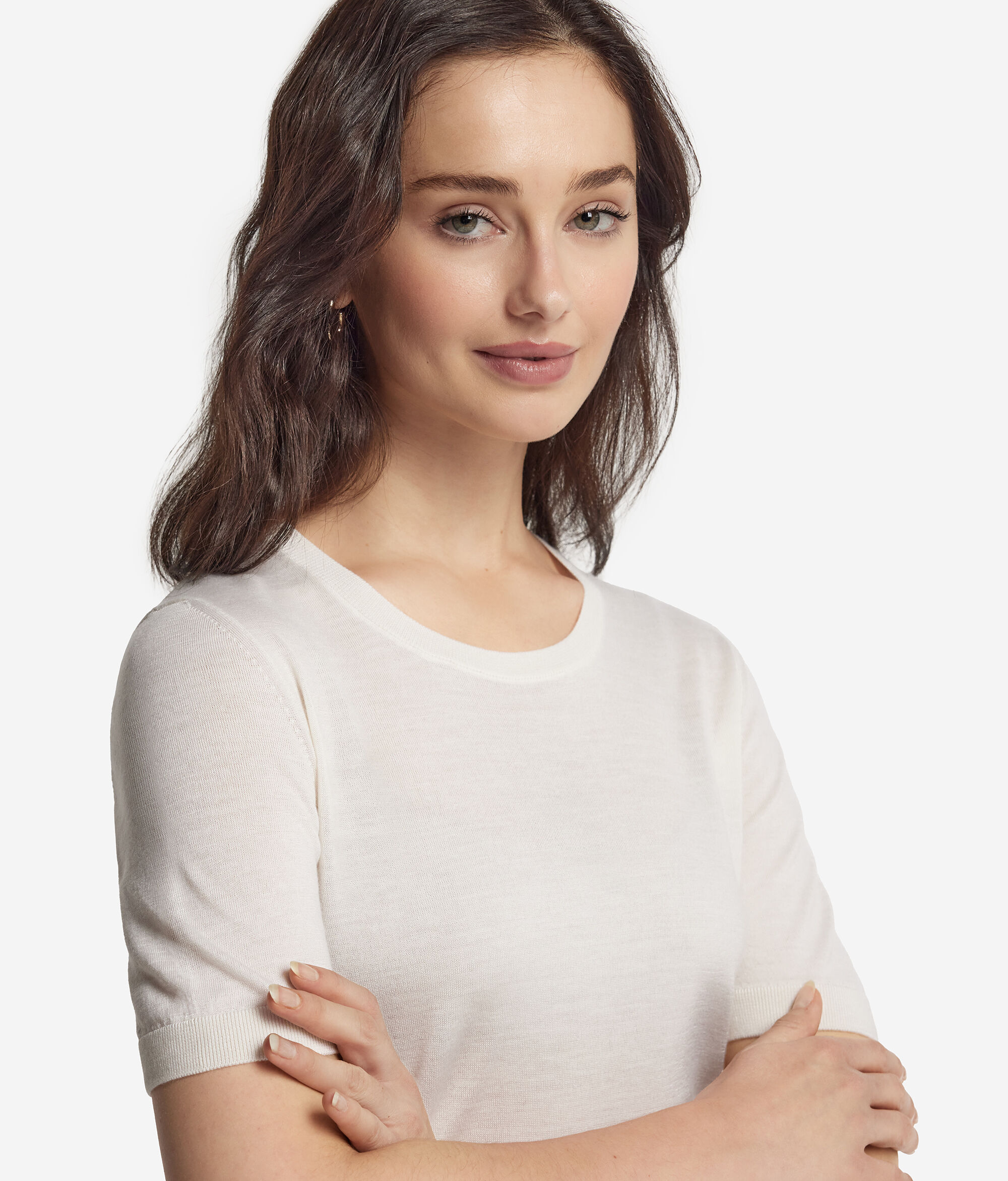 Short-Sleeved Round-Neck Ultrafine Cashmere Top