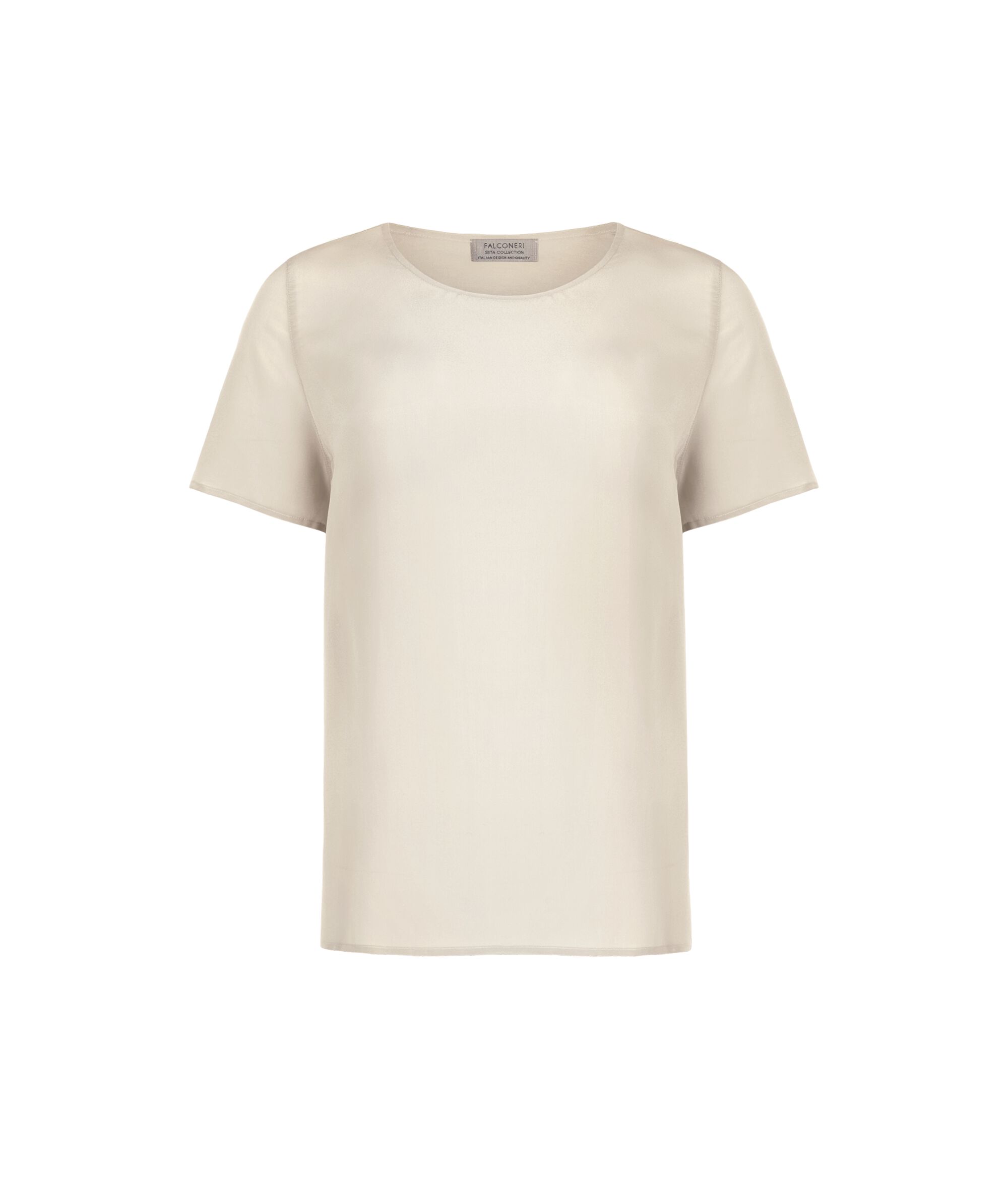 Yuvarlak Yaka İpek T-shirt Colore AÇIK SEDEF GRİ