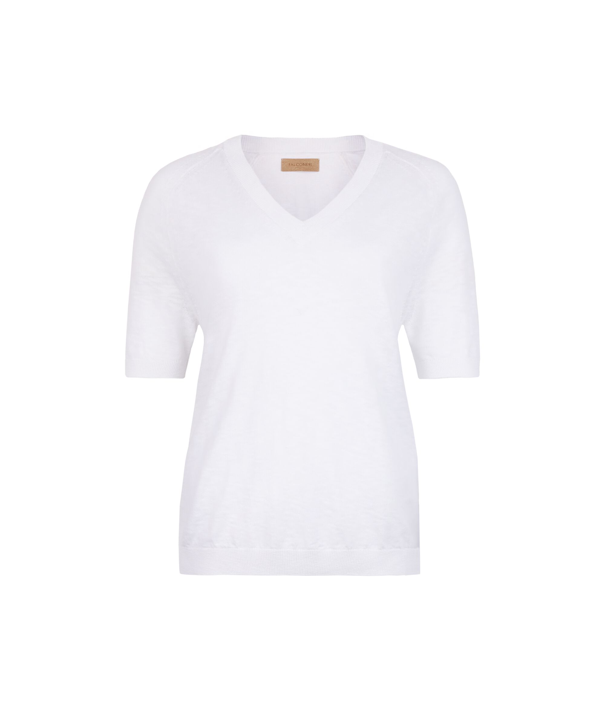 Camiseta con manga corta y cuello de pico twist
