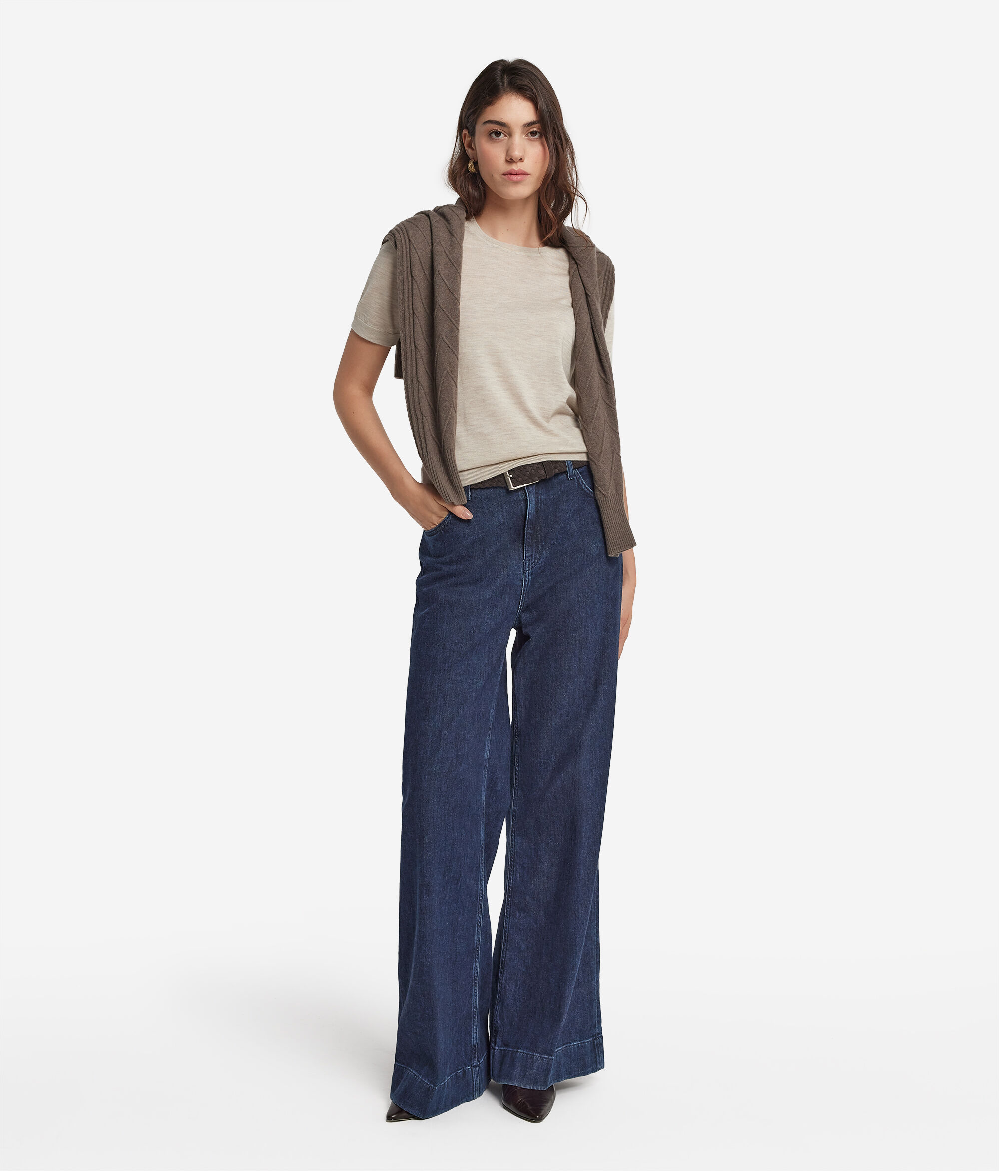 Short-Sleeved Round-Neck Ultrafine Cashmere Top