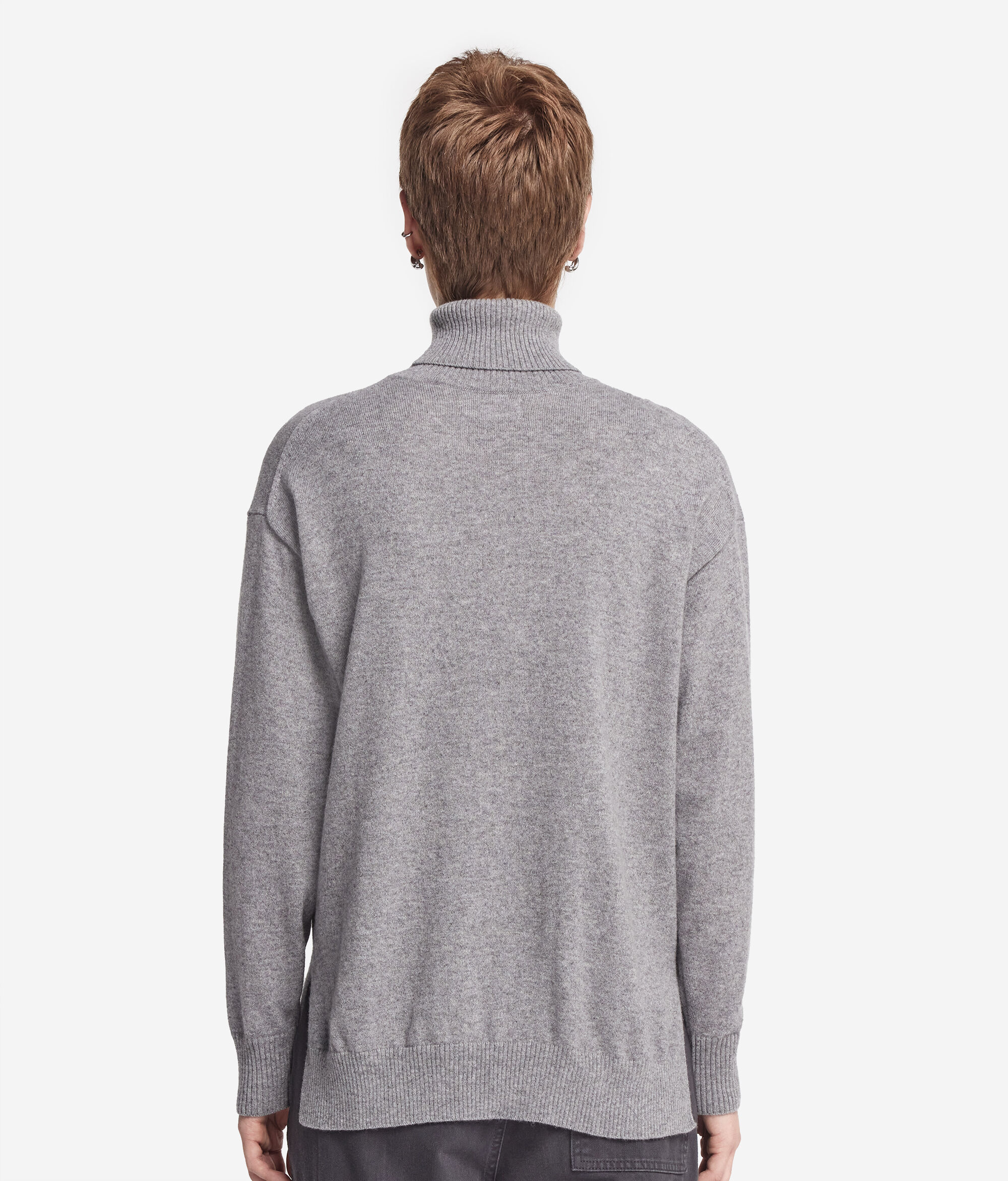 Camisola de Gola Alta em Ultrasoft Cashmere com Rachas