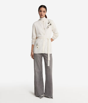 Cashmere Cardigan with Floral Embroidery