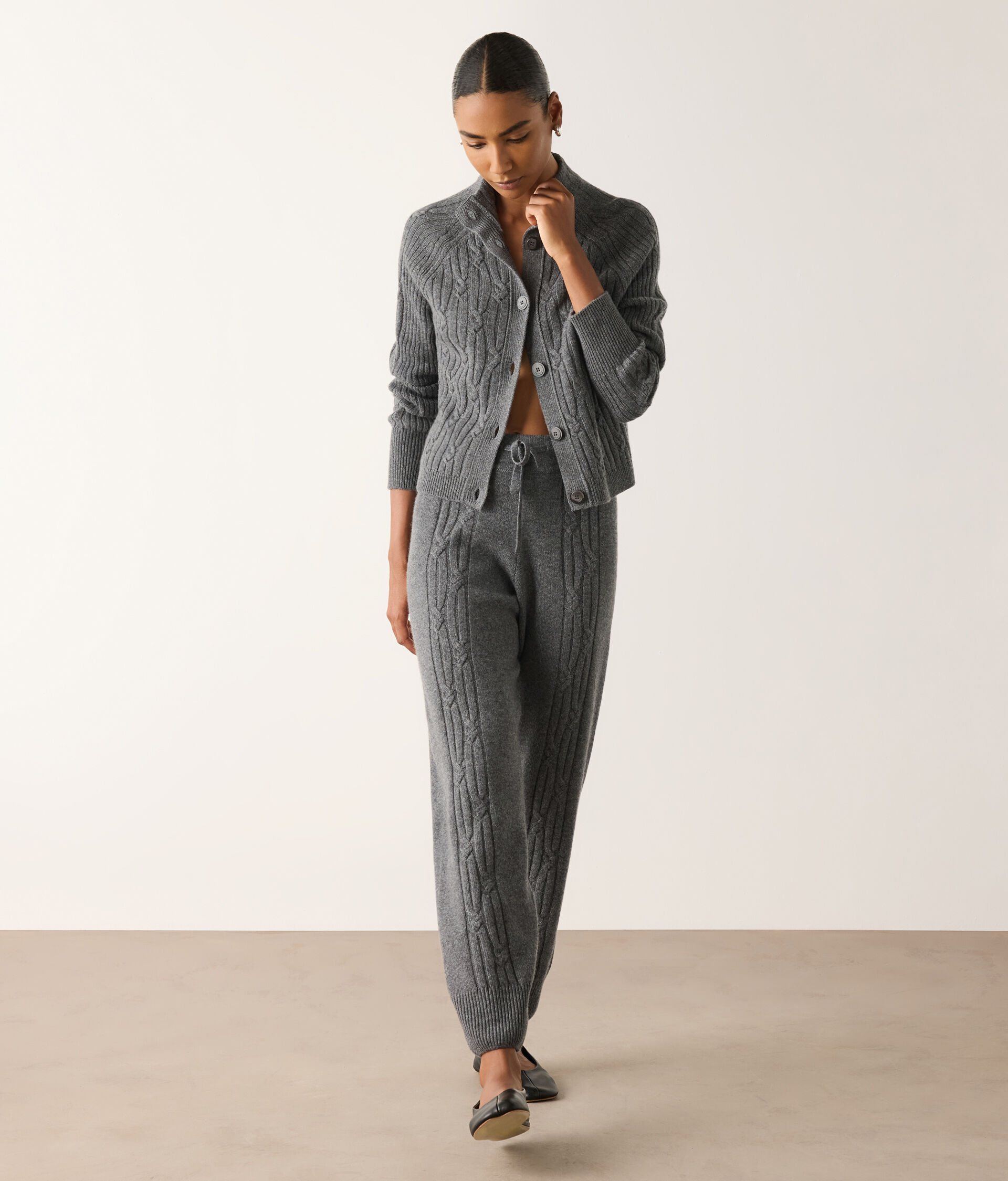 Ultrasoft Cashmere cable-rib trousers