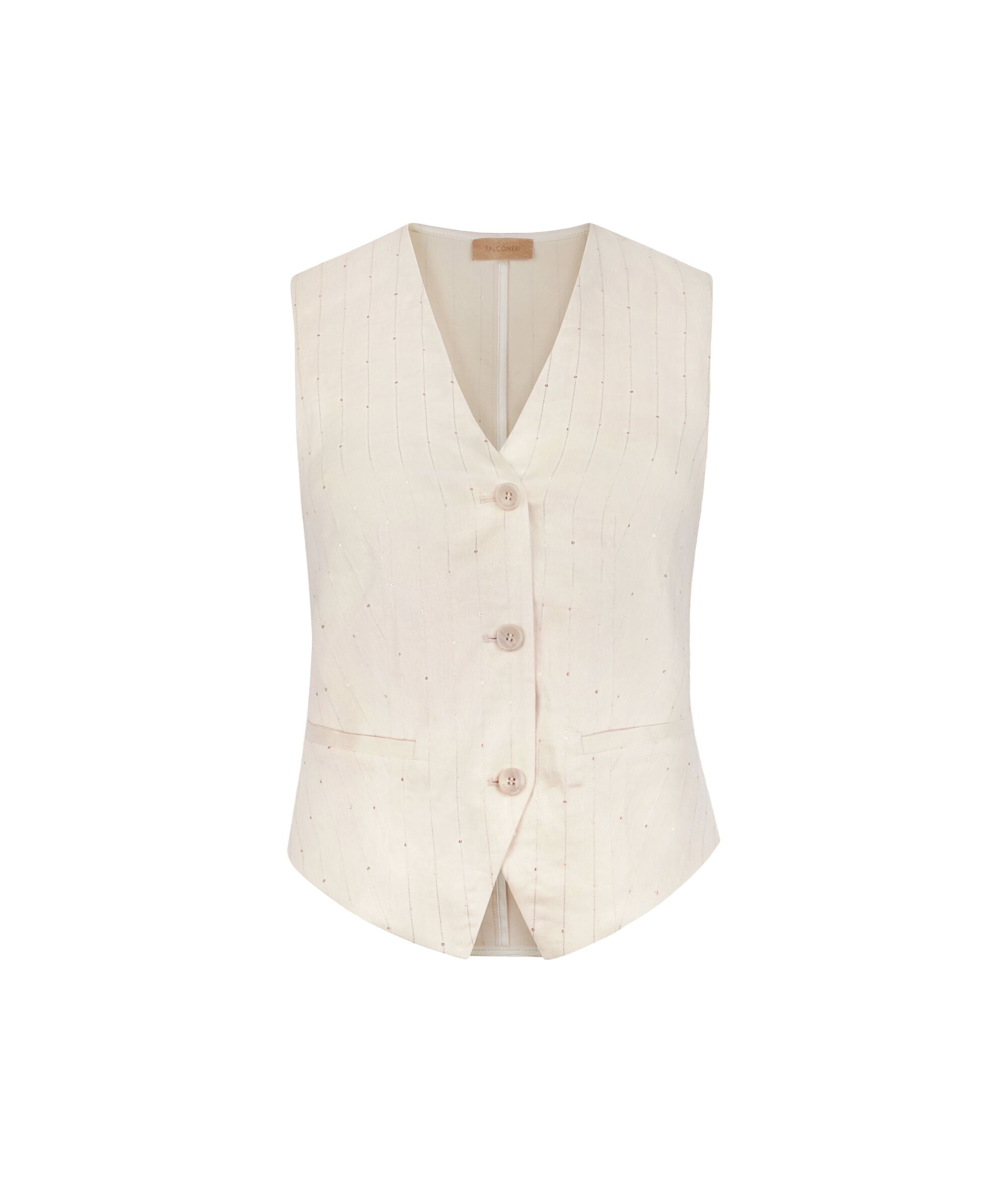 Pinstriped sequin vest