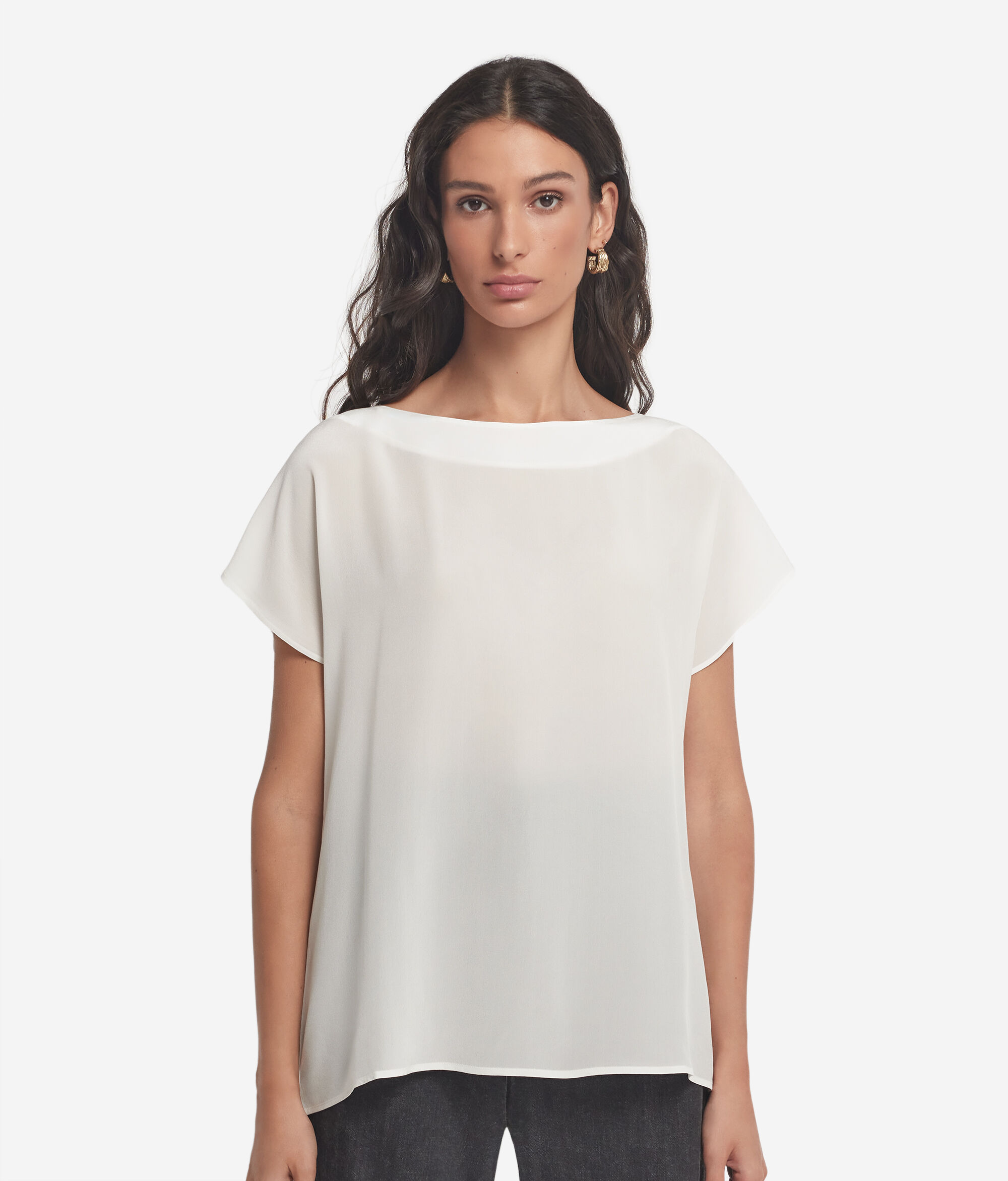 Silk and Modal Boatneck T-shirt