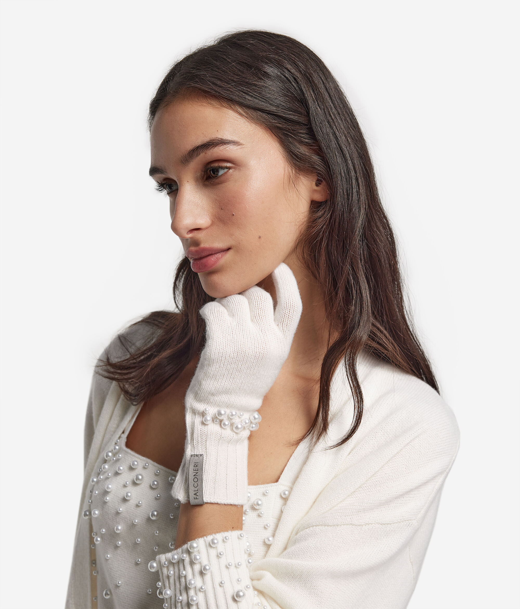 Gloves with Pearls in Ultrasoft Cashmere