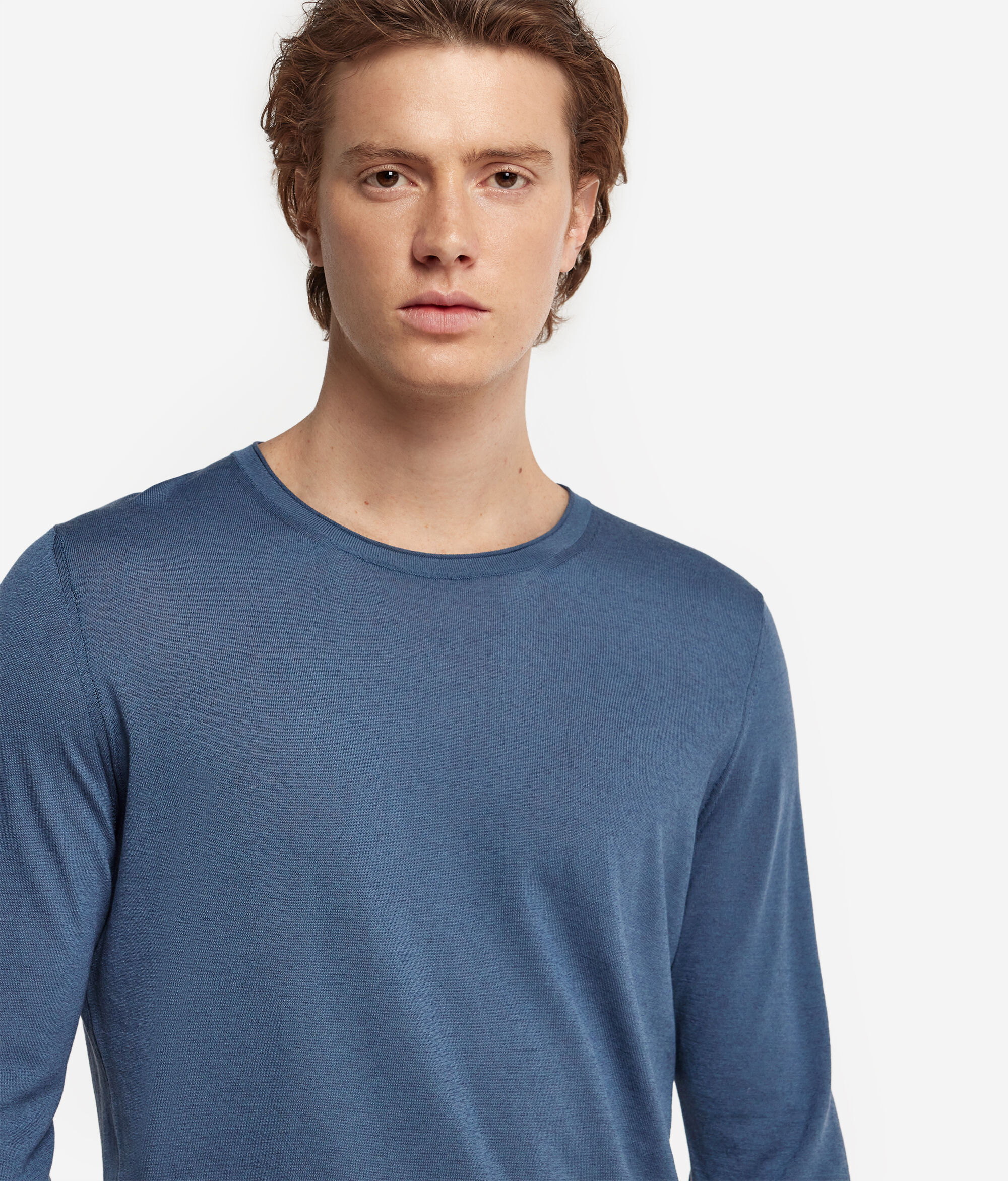 Round-Neck Silk and Cotton Jumper