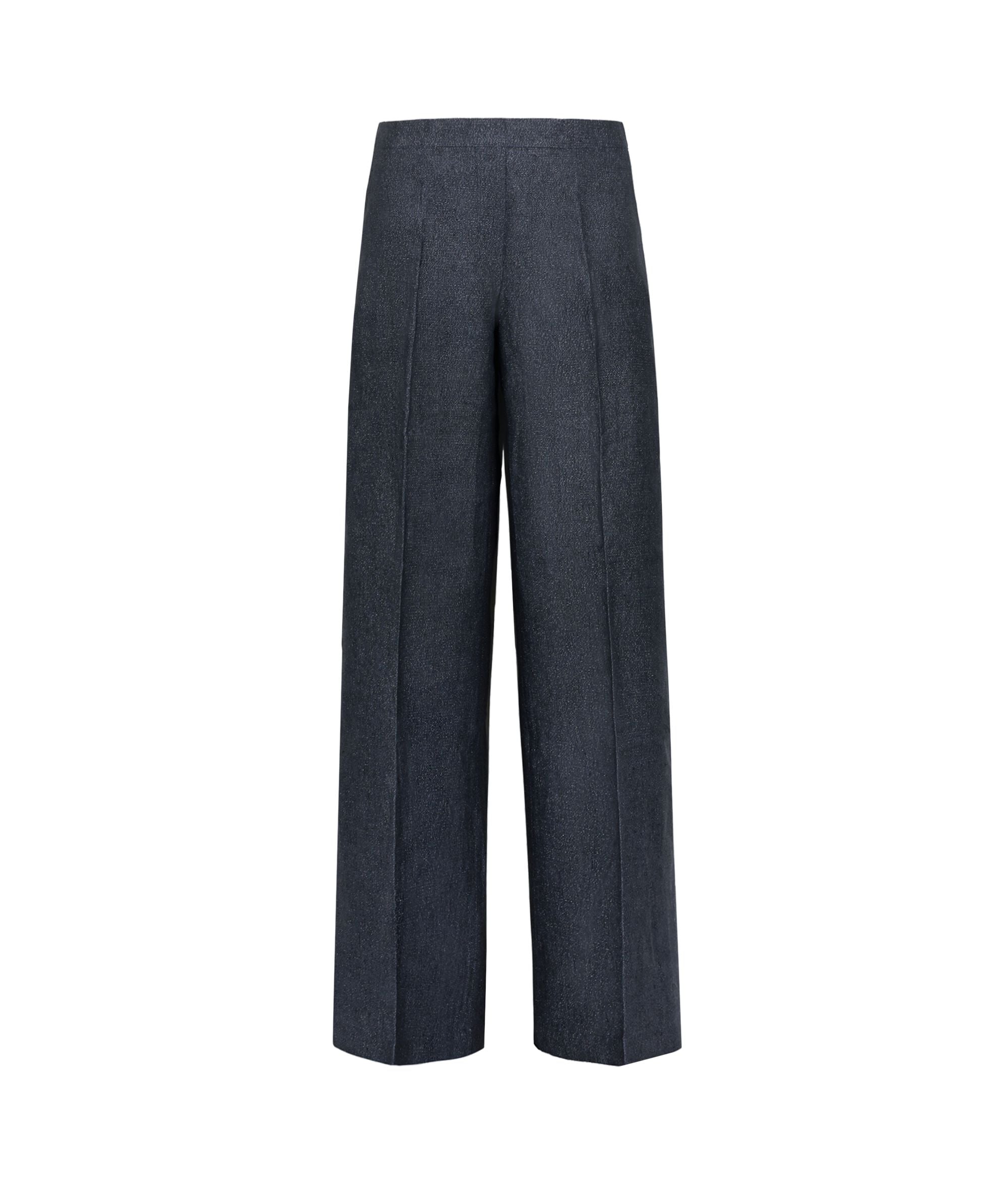 Pantalone dritto in lino lamé