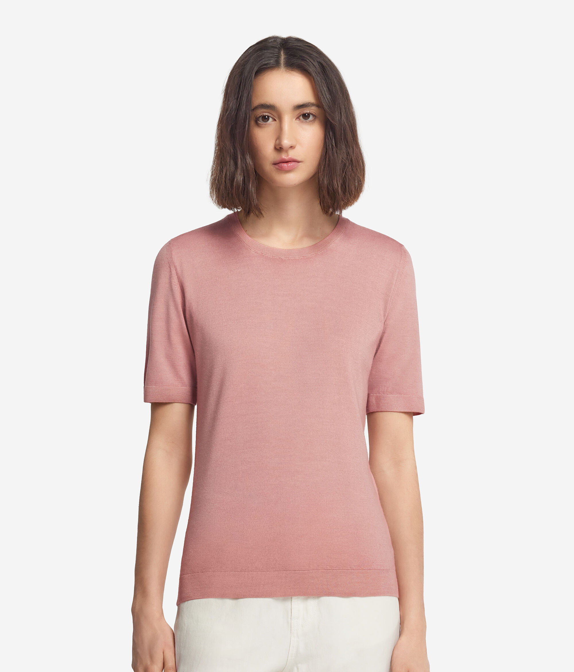 Short-Sleeved Round-Neck Ultrafine Cashmere Top