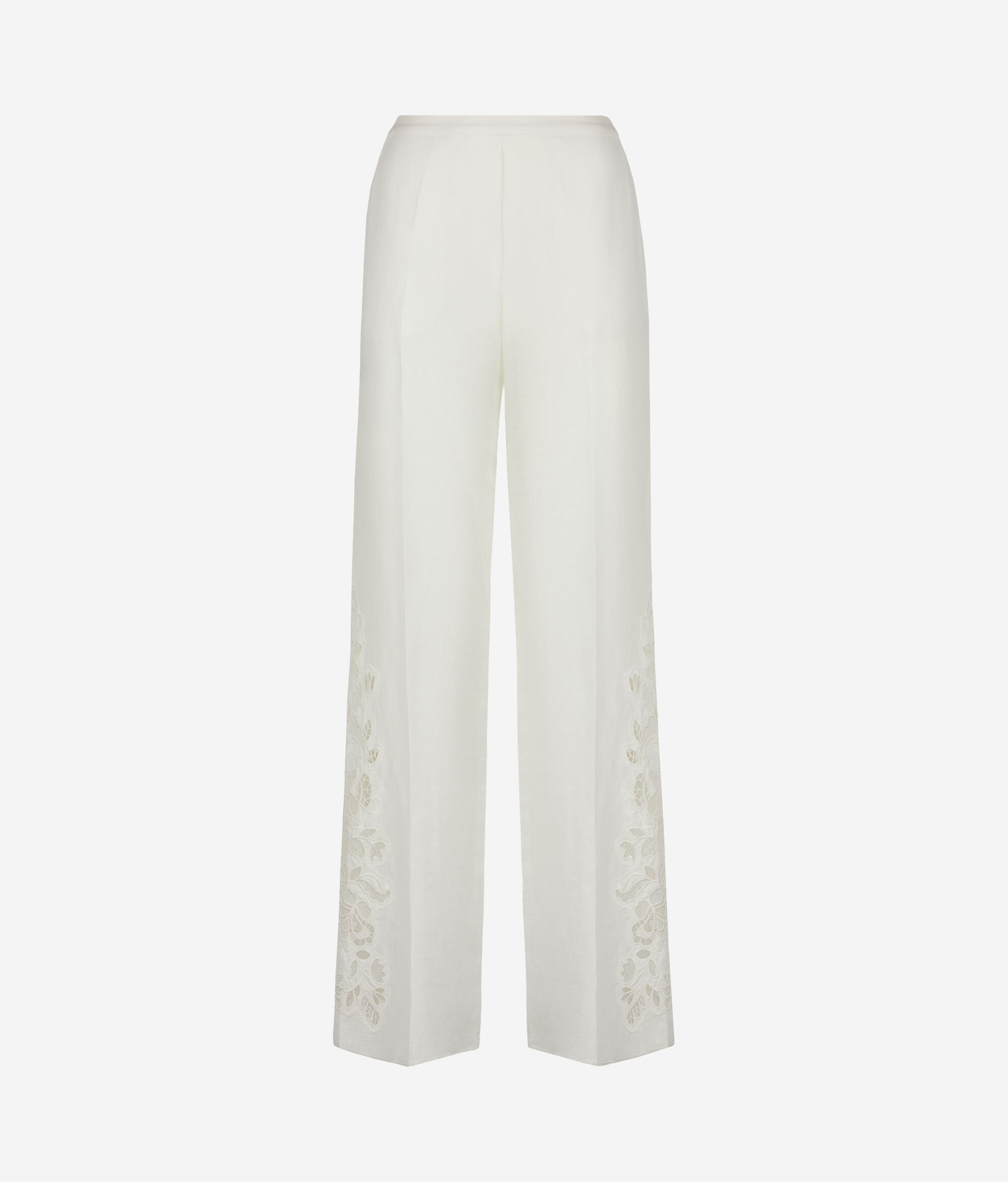 Embroidered linen trousers