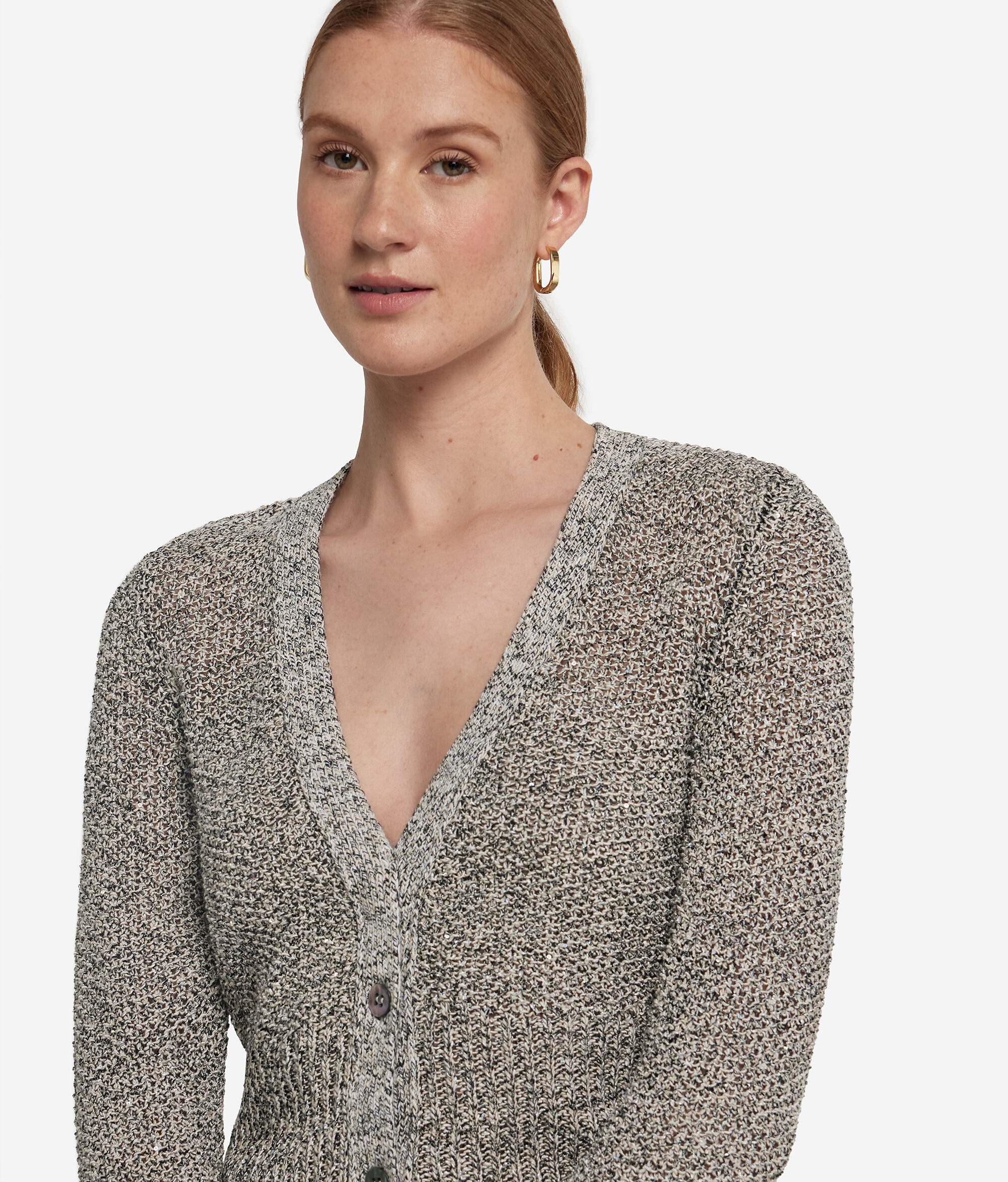 Кардиган из хлопка и вискозы с пайетками