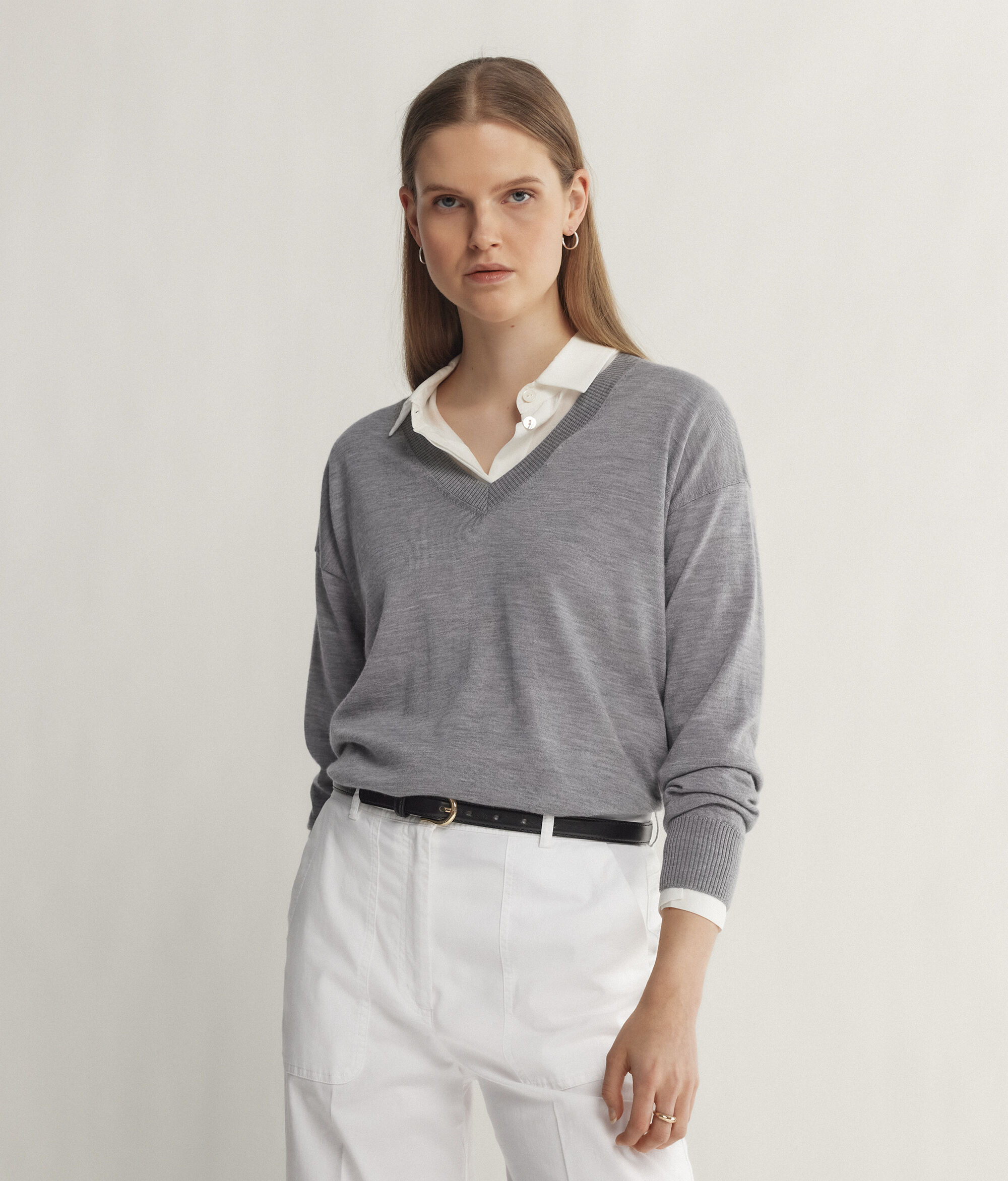 Cashmere V-Neck Sweater with Slits