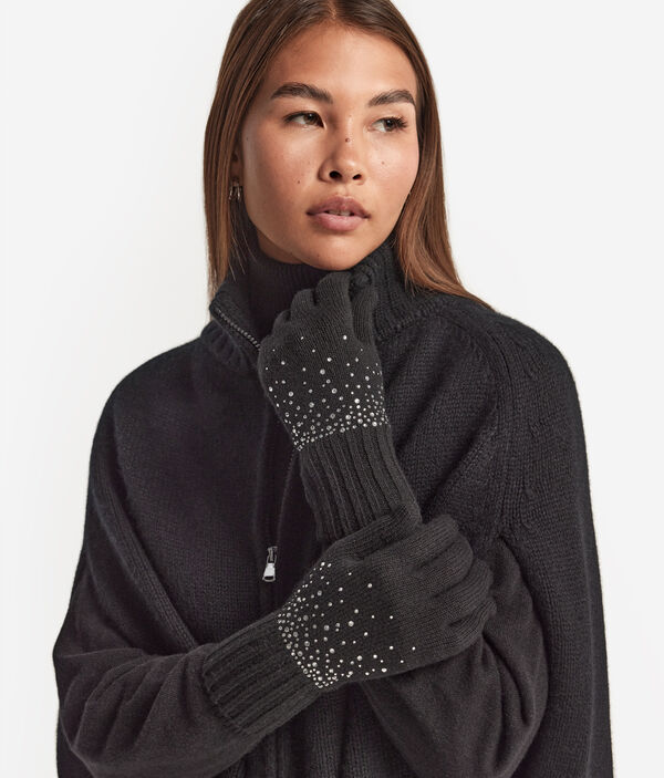 Перчатки из кашемира со стразами