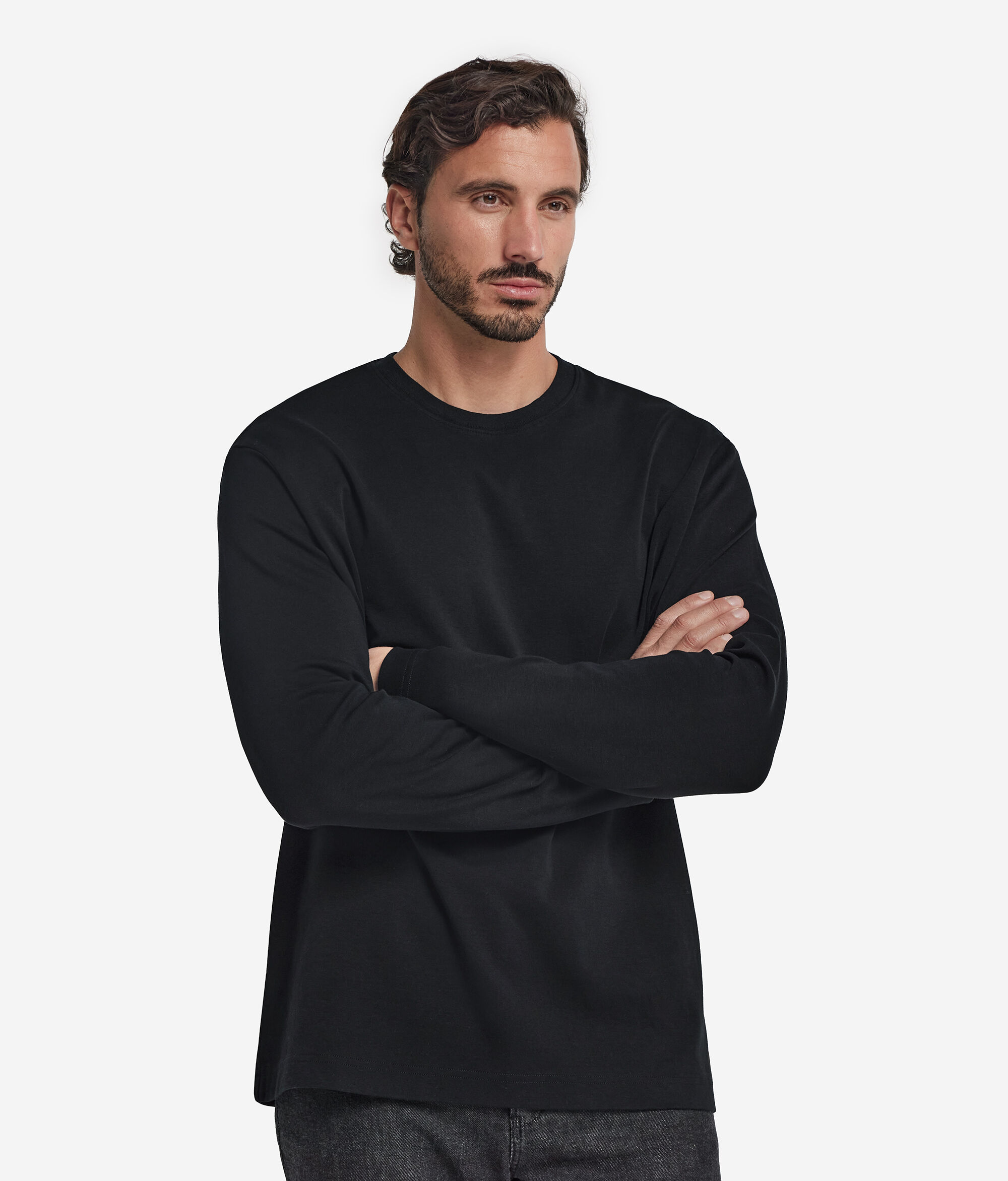 Rundhalspullover aus Baumwolljersey