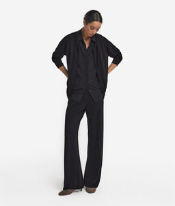 Pantalone palazzo in seta cotone - BLACK