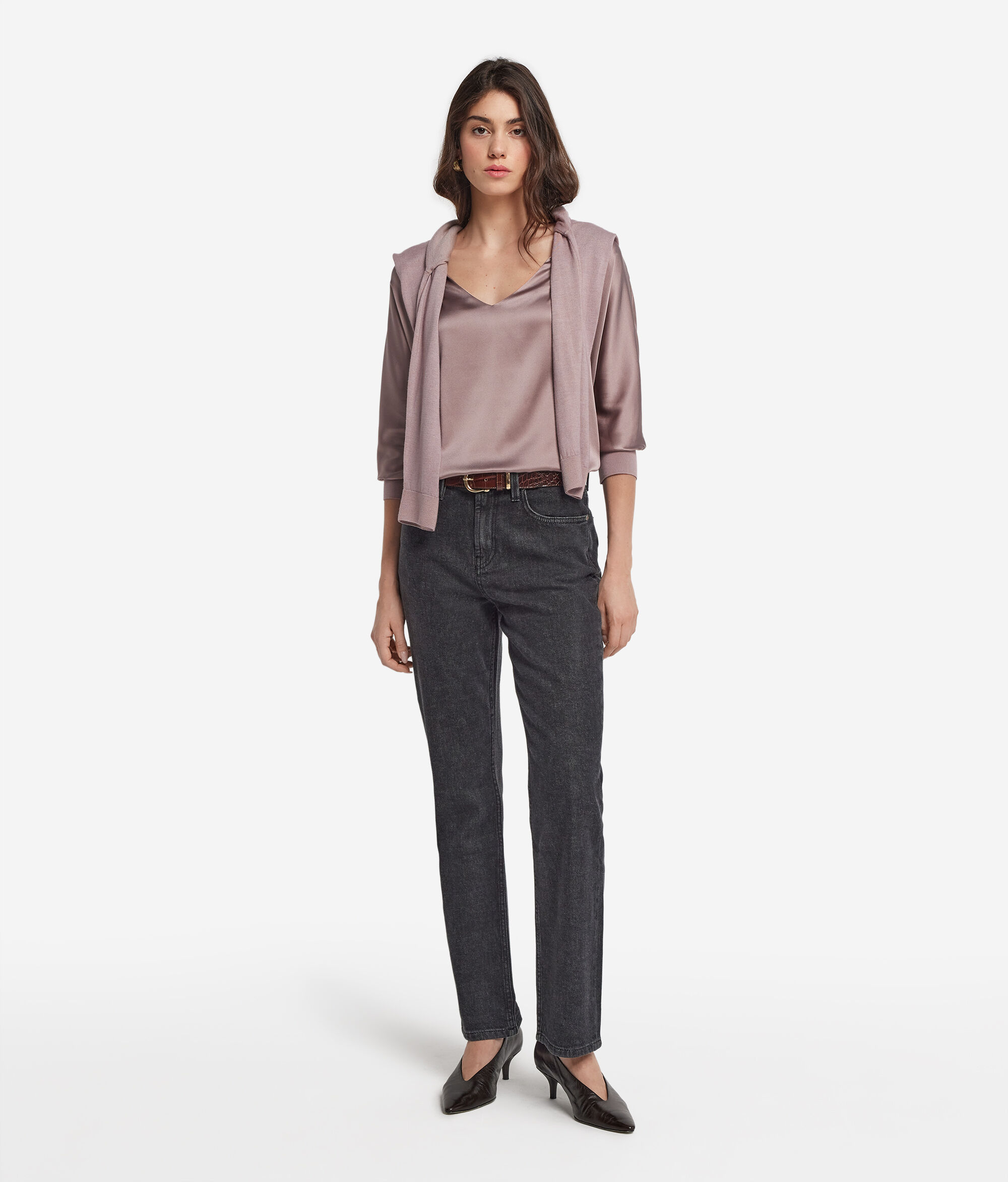Blouse en soie à col V