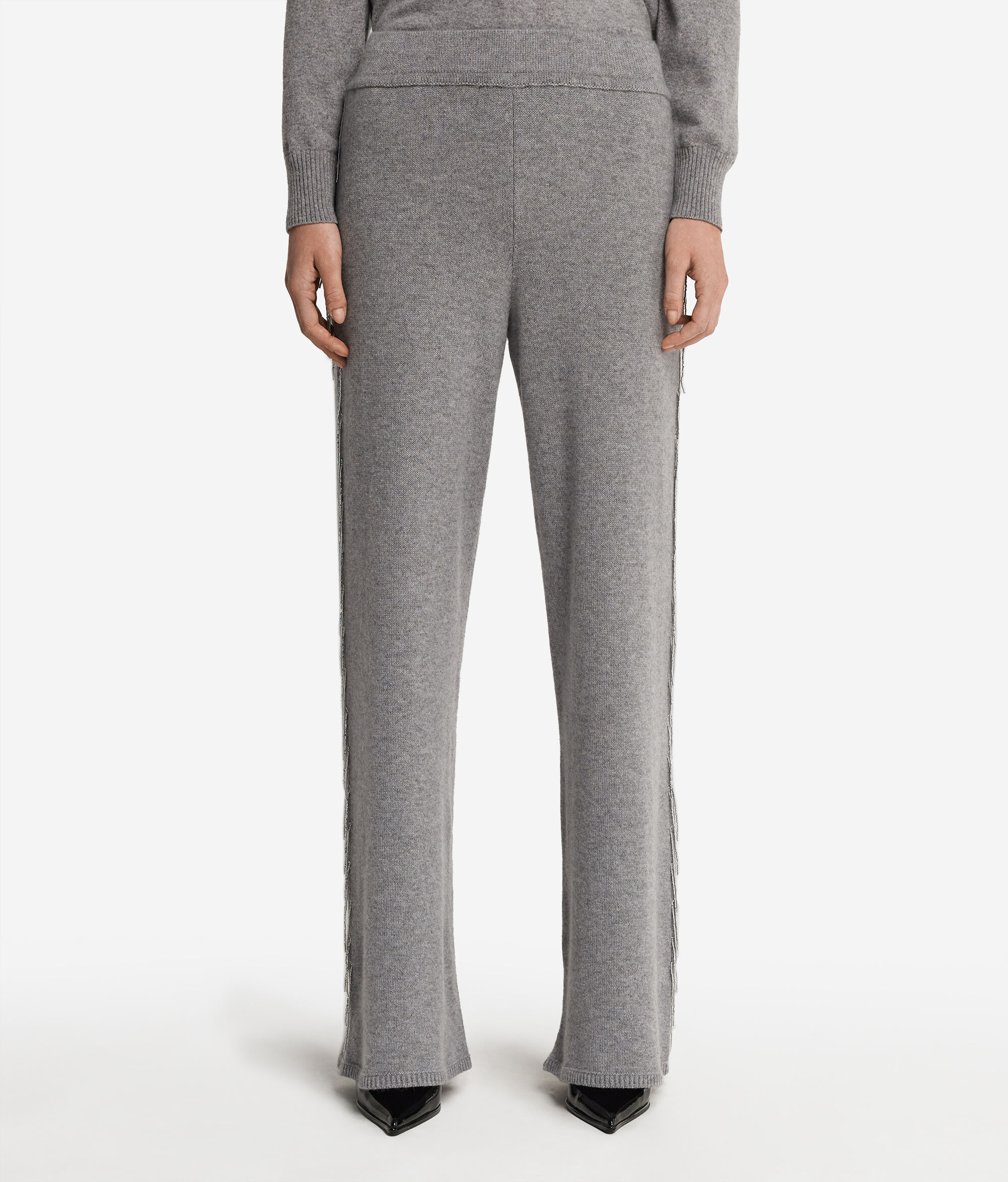 Брюки из кашемира с бахромой