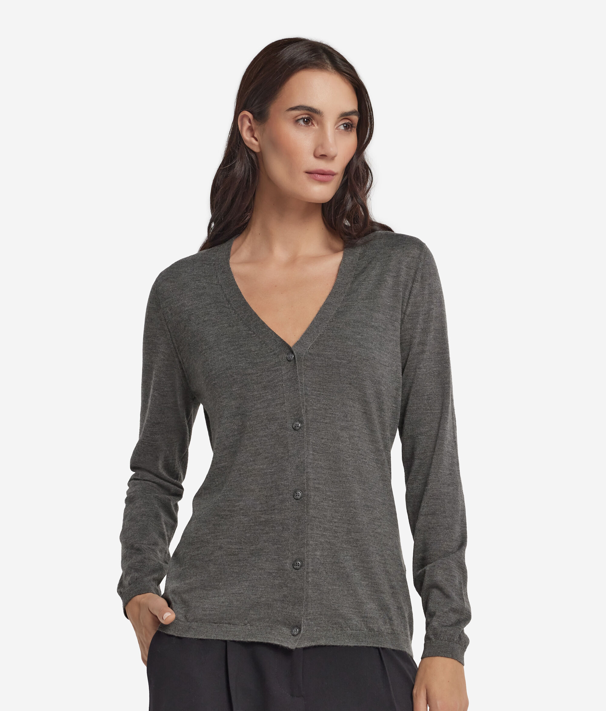 Strickjacke mit V-Ausschnitt aus Kaschmir Ultrafine
