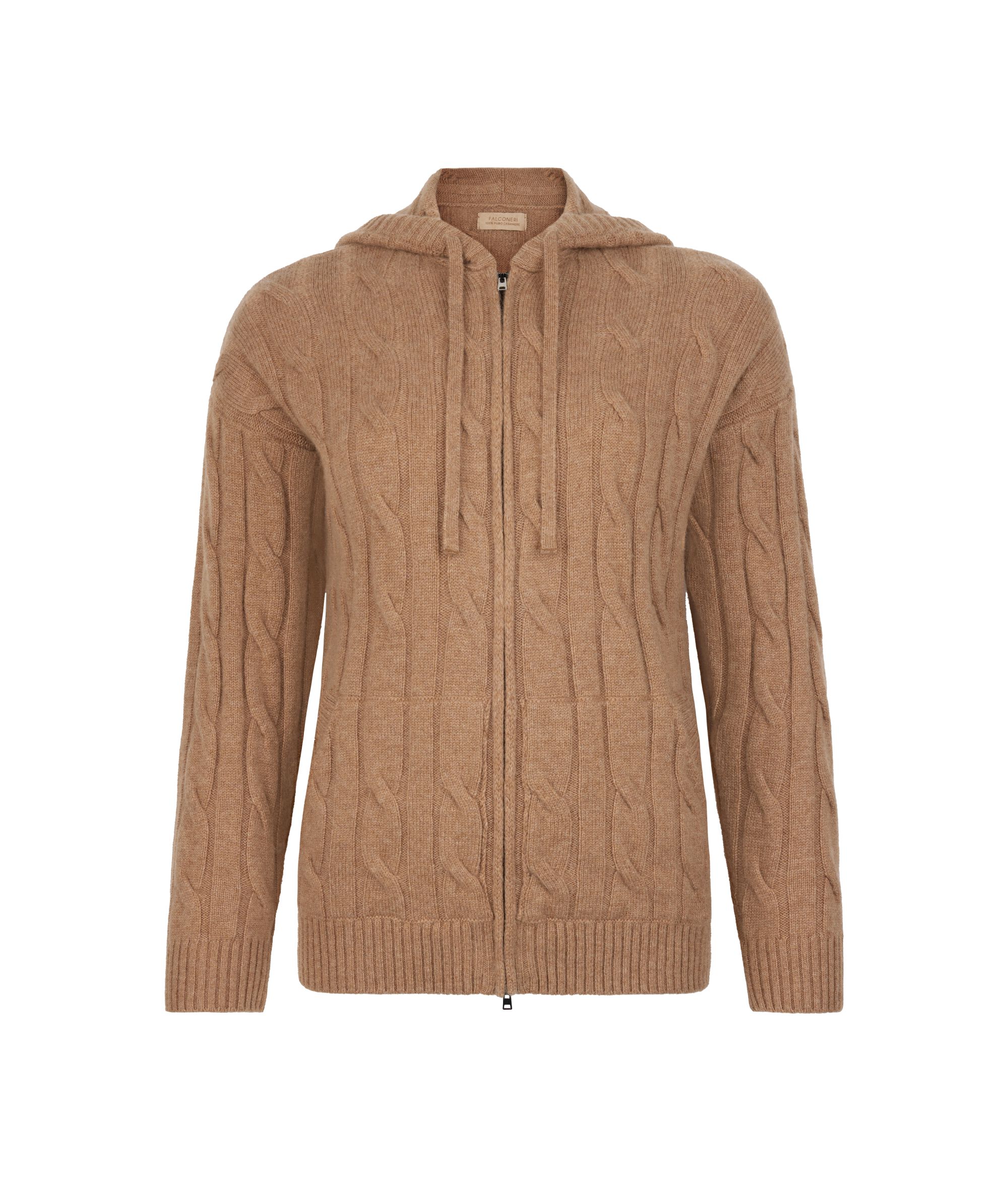 Sweatshirt mit Reißverschluss und Zopfmuster aus Kaschmir Ultrasoft