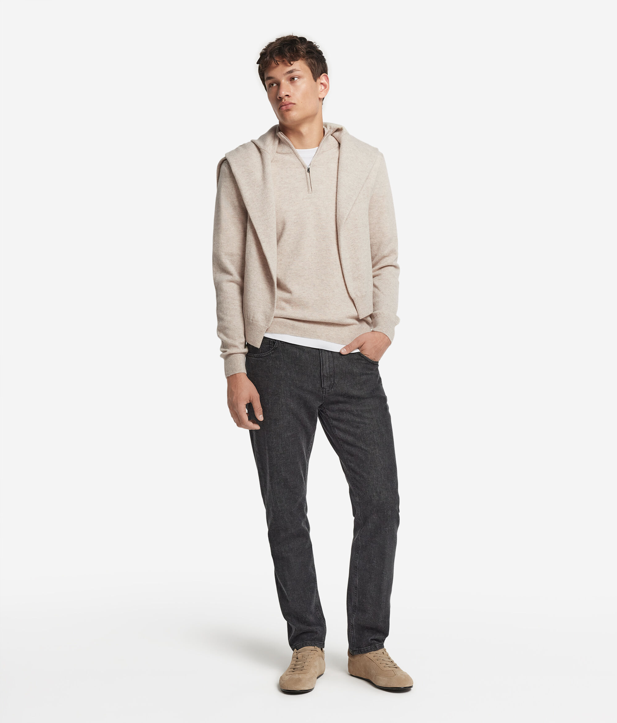 Herren-Pullover mit Reißverschluss aus Kaschmir Ultrasoft