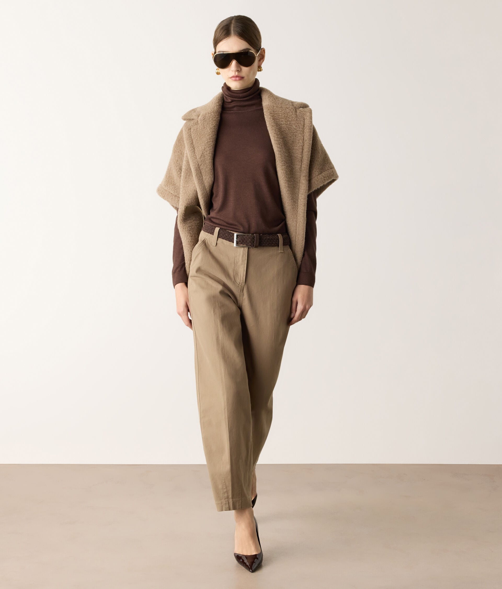 Παντελόνι cigarette από βαμβάκι και cashmere