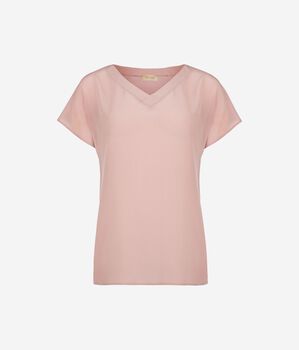 Jedwabny t-shirt z dekoltem w serek kimono