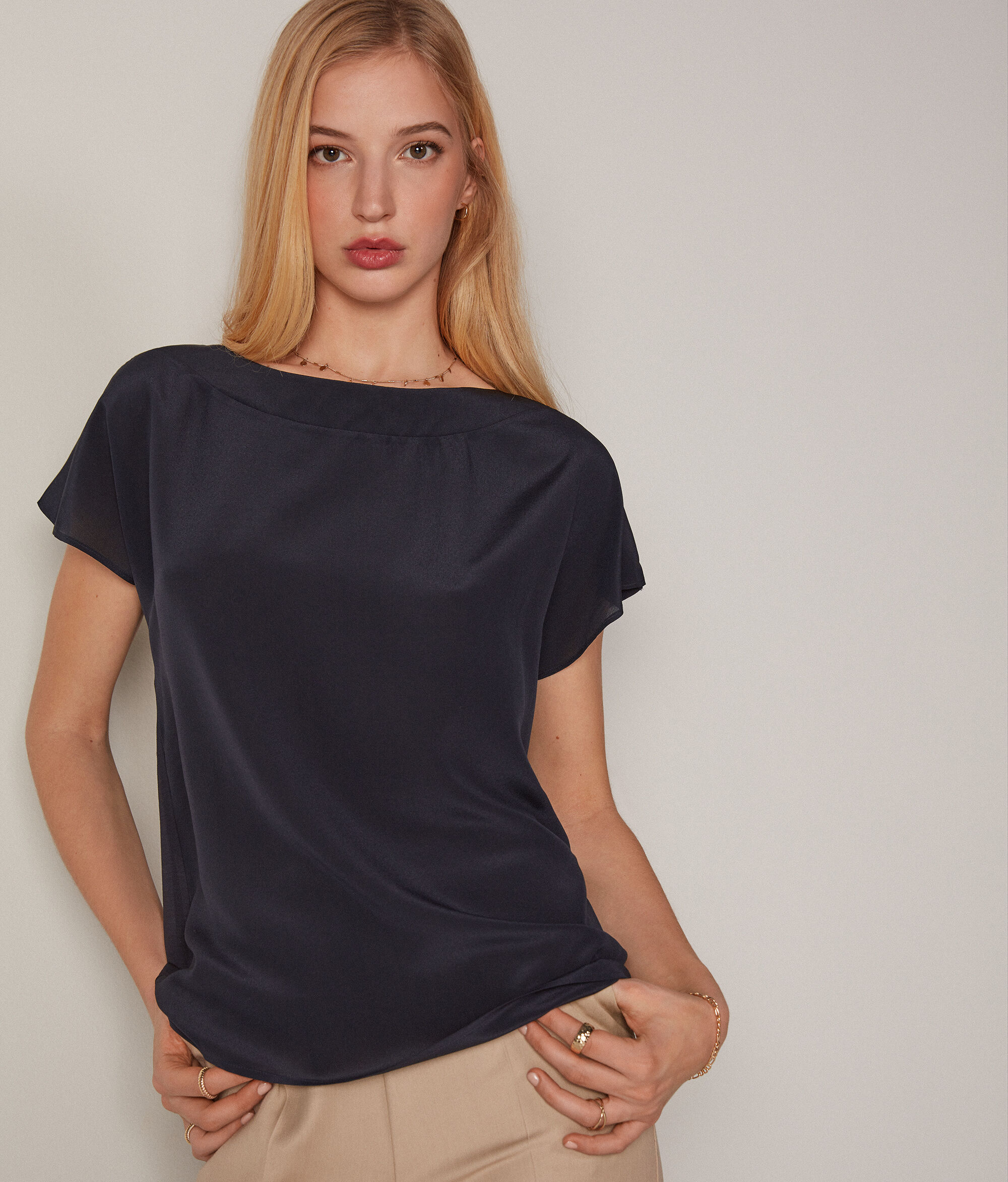 Silk and Modal Boatneck T-shirt