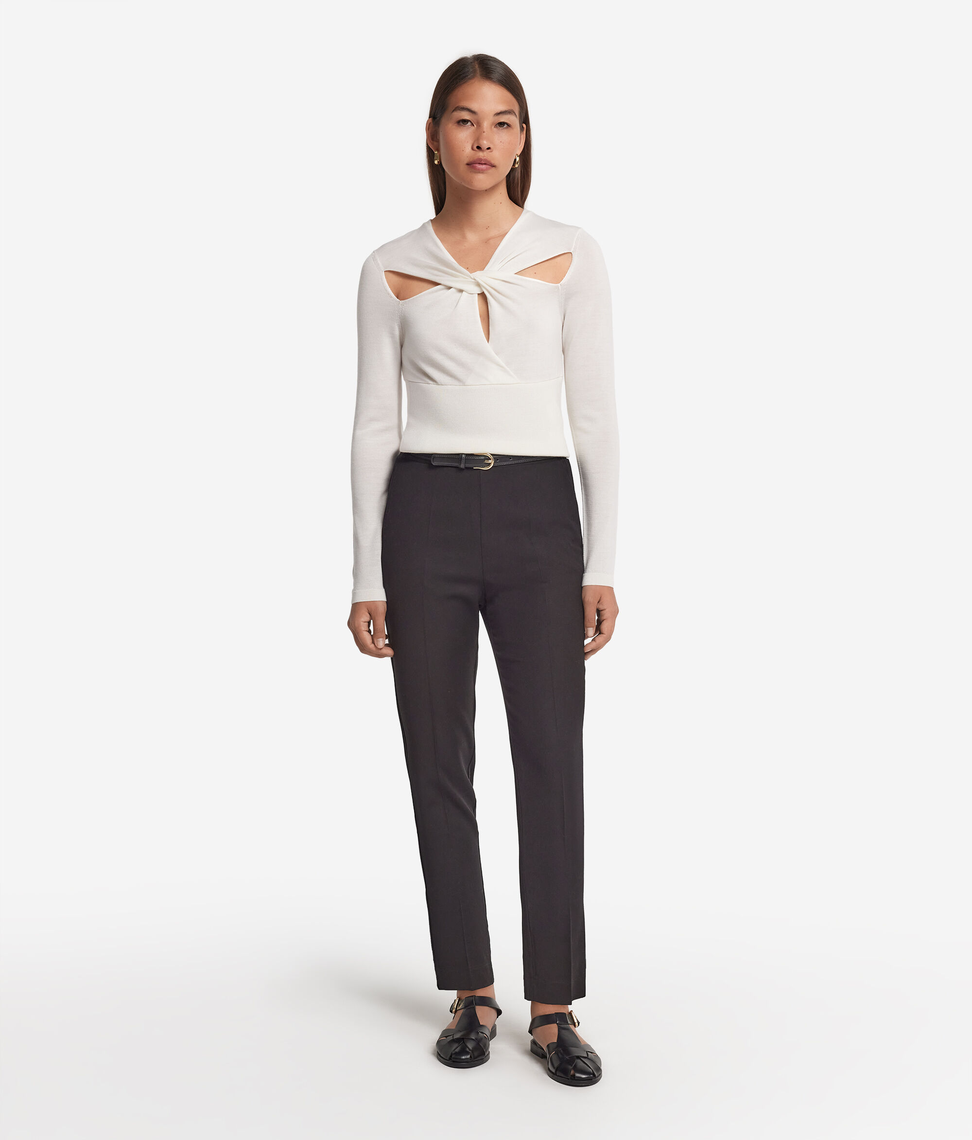 Ultrafine Cashmere Sweater with Wrap-around Neckline
